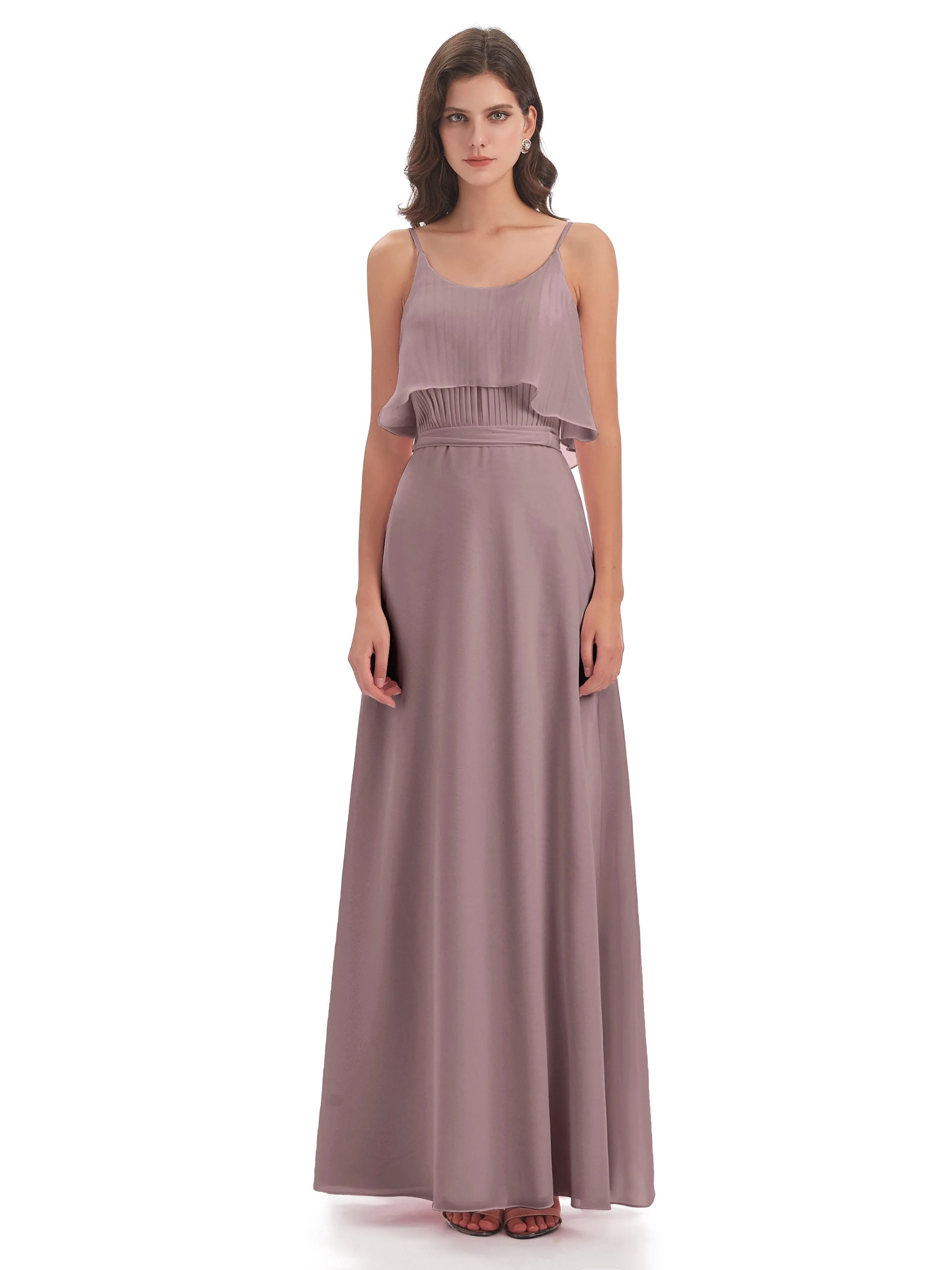 Amelie Wonderful Column Spaghetti Straps Long Bridesmaid Dresses