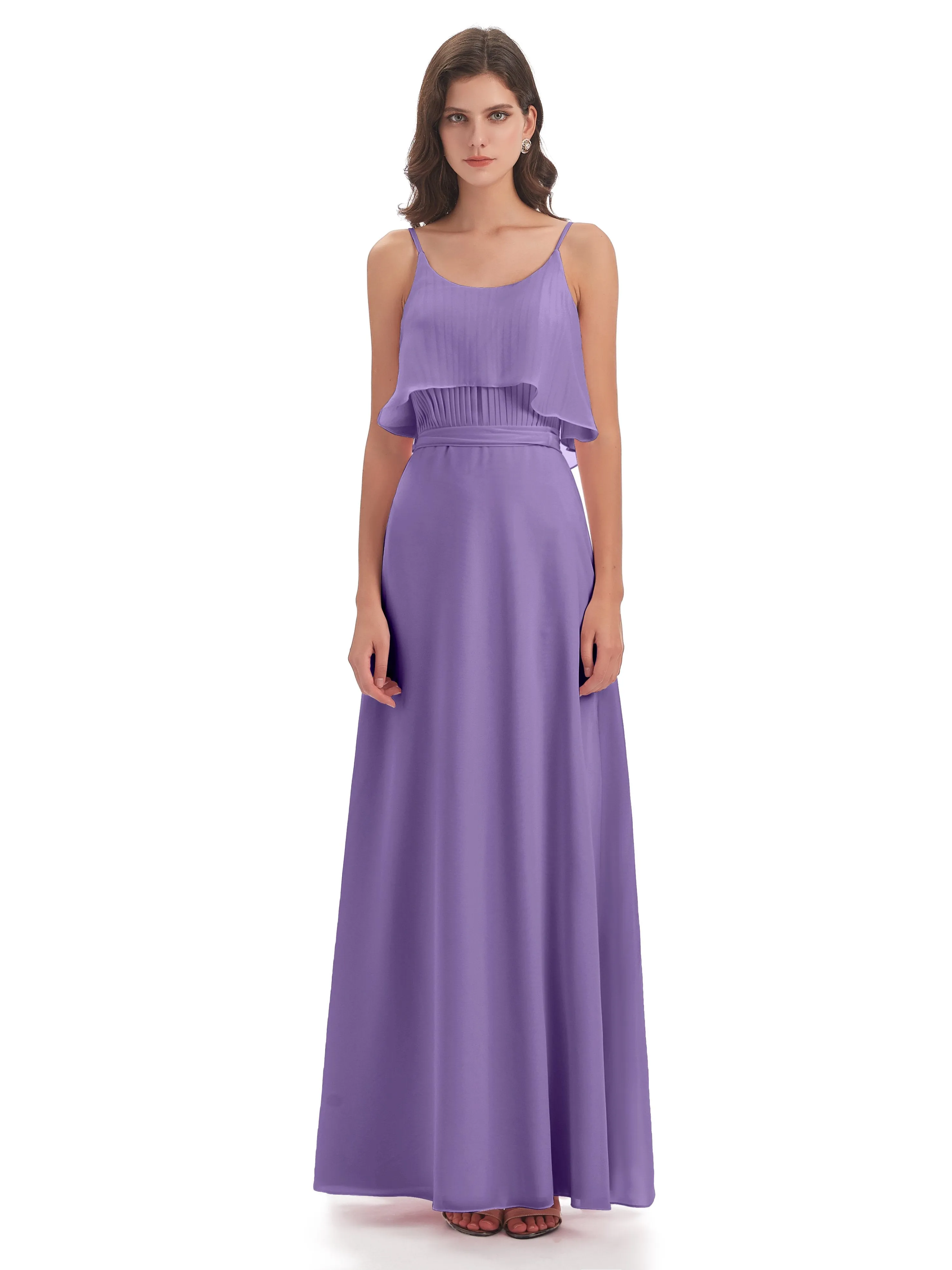 Amelie Wonderful Column Spaghetti Straps Long Bridesmaid Dresses