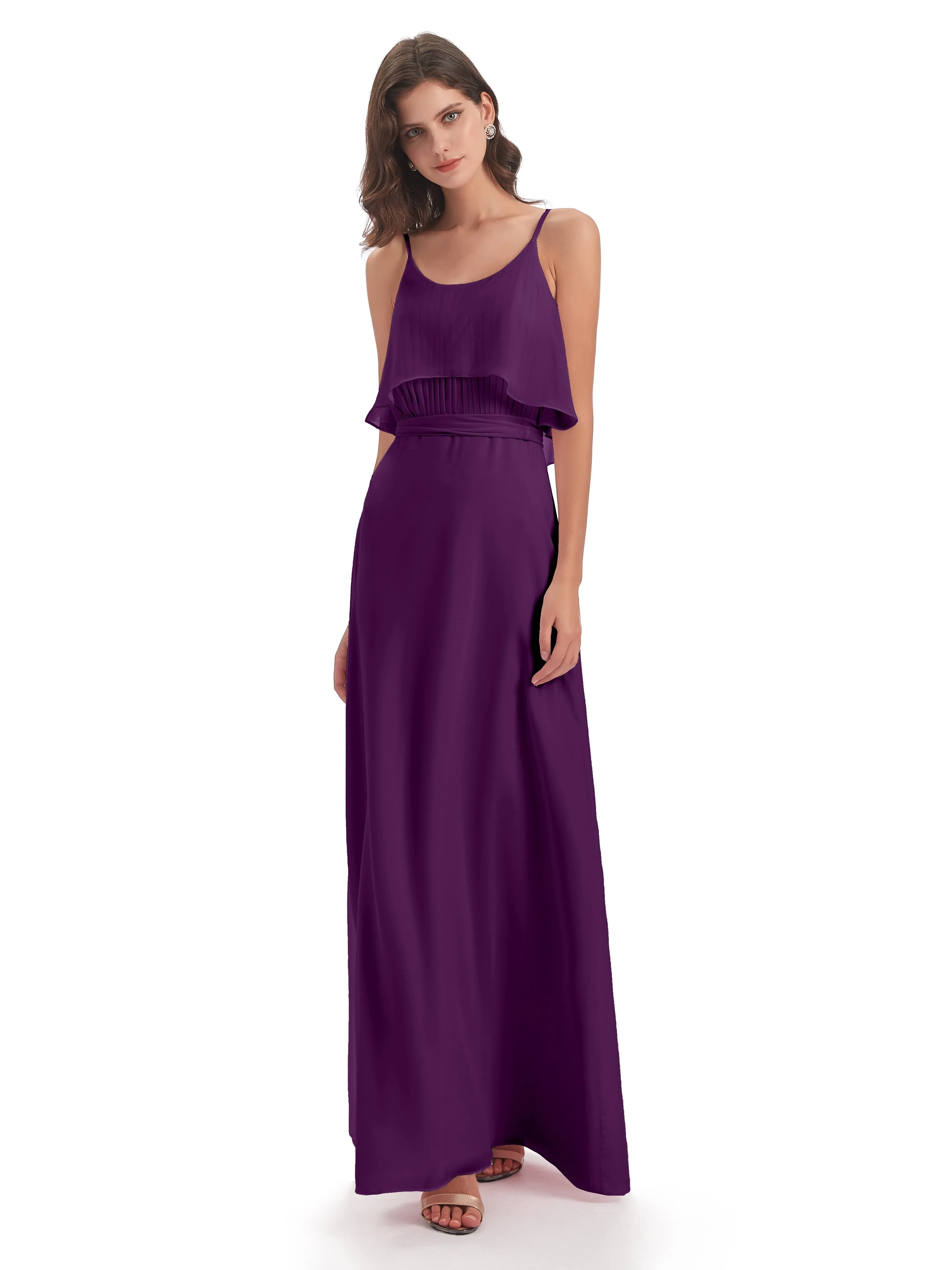 Amelie Wonderful Column Spaghetti Straps Long Bridesmaid Dresses