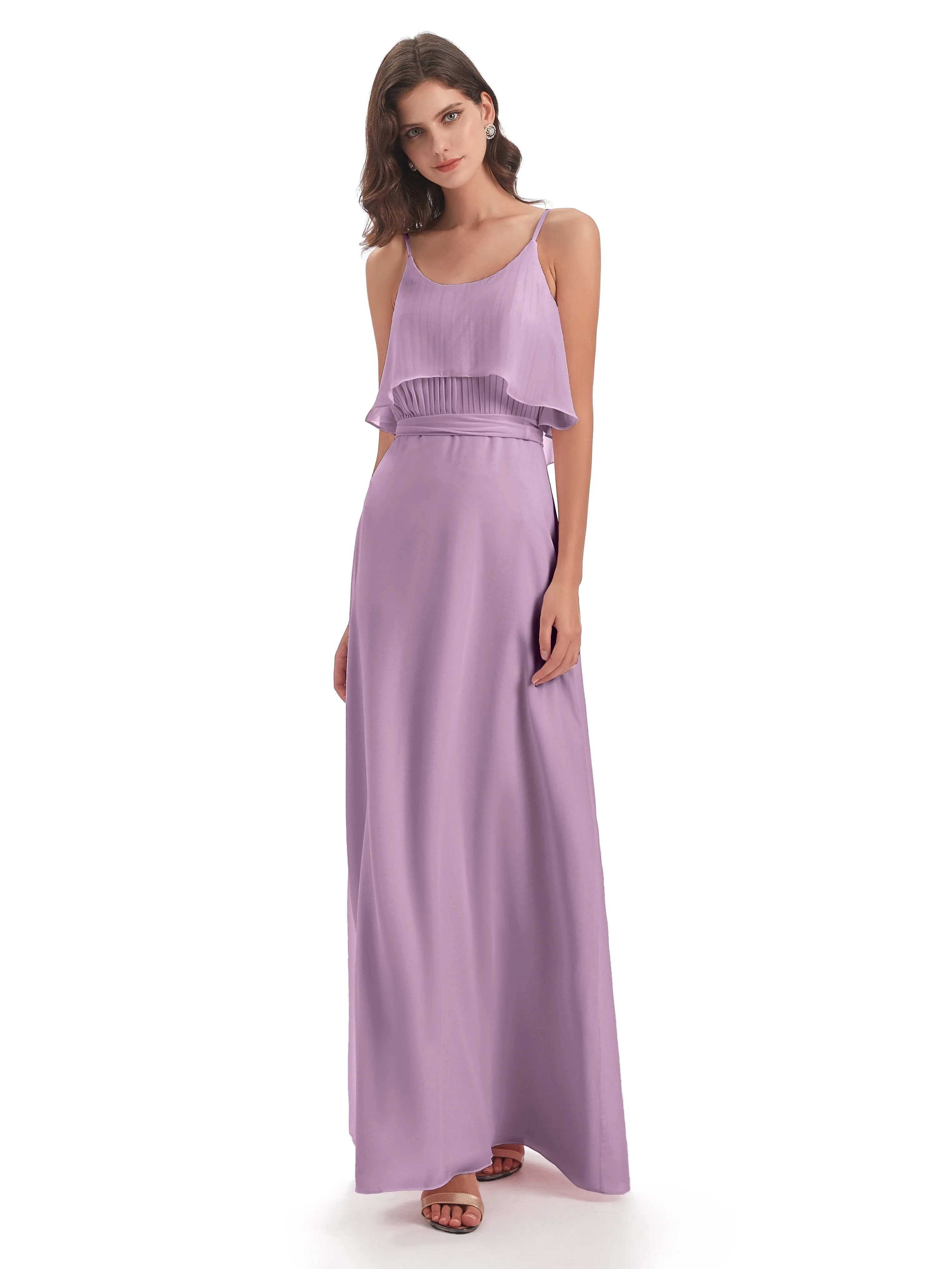 Amelie Wonderful Column Spaghetti Straps Long Bridesmaid Dresses