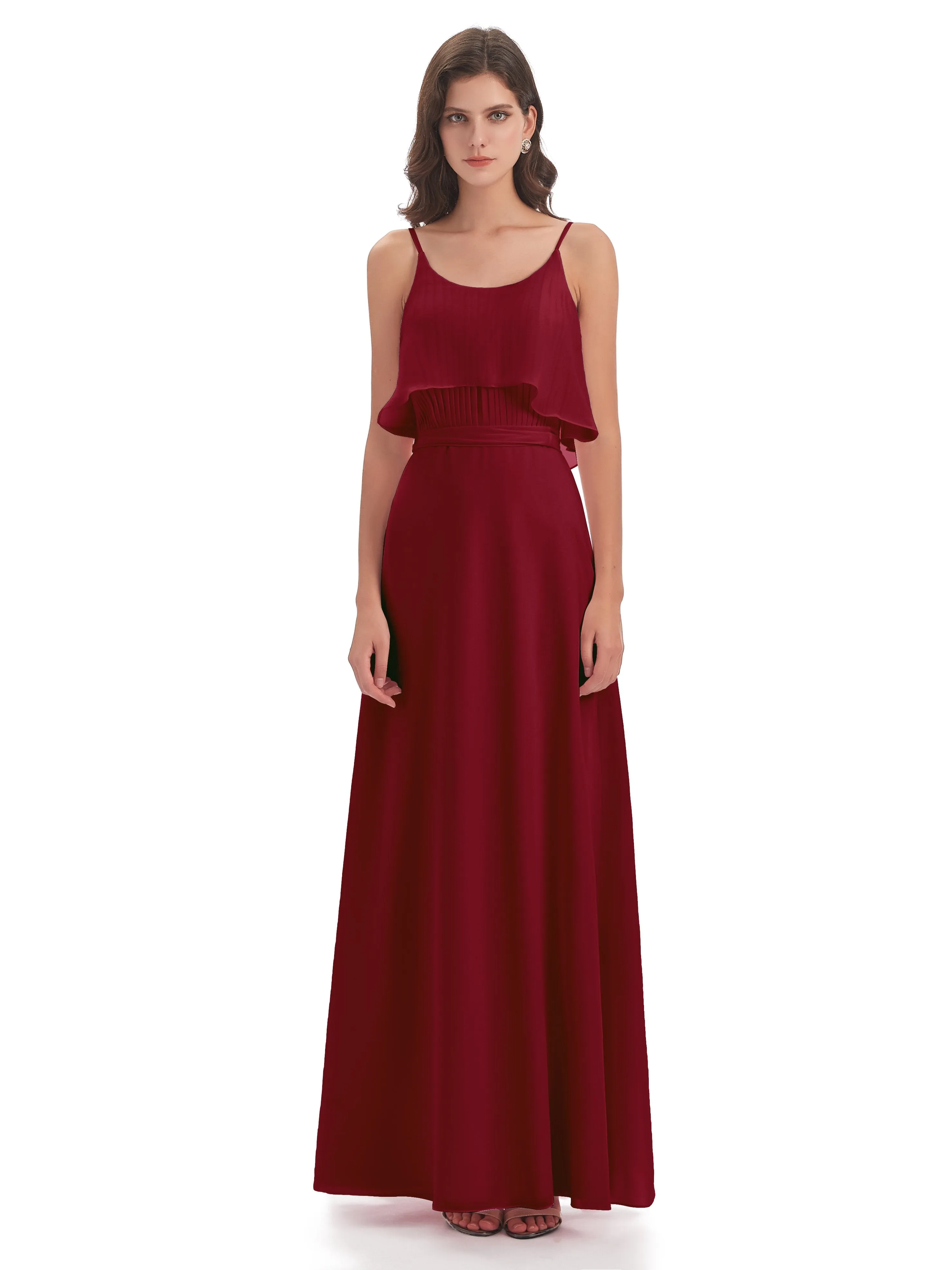 Amelie Wonderful Column Spaghetti Straps Long Bridesmaid Dresses