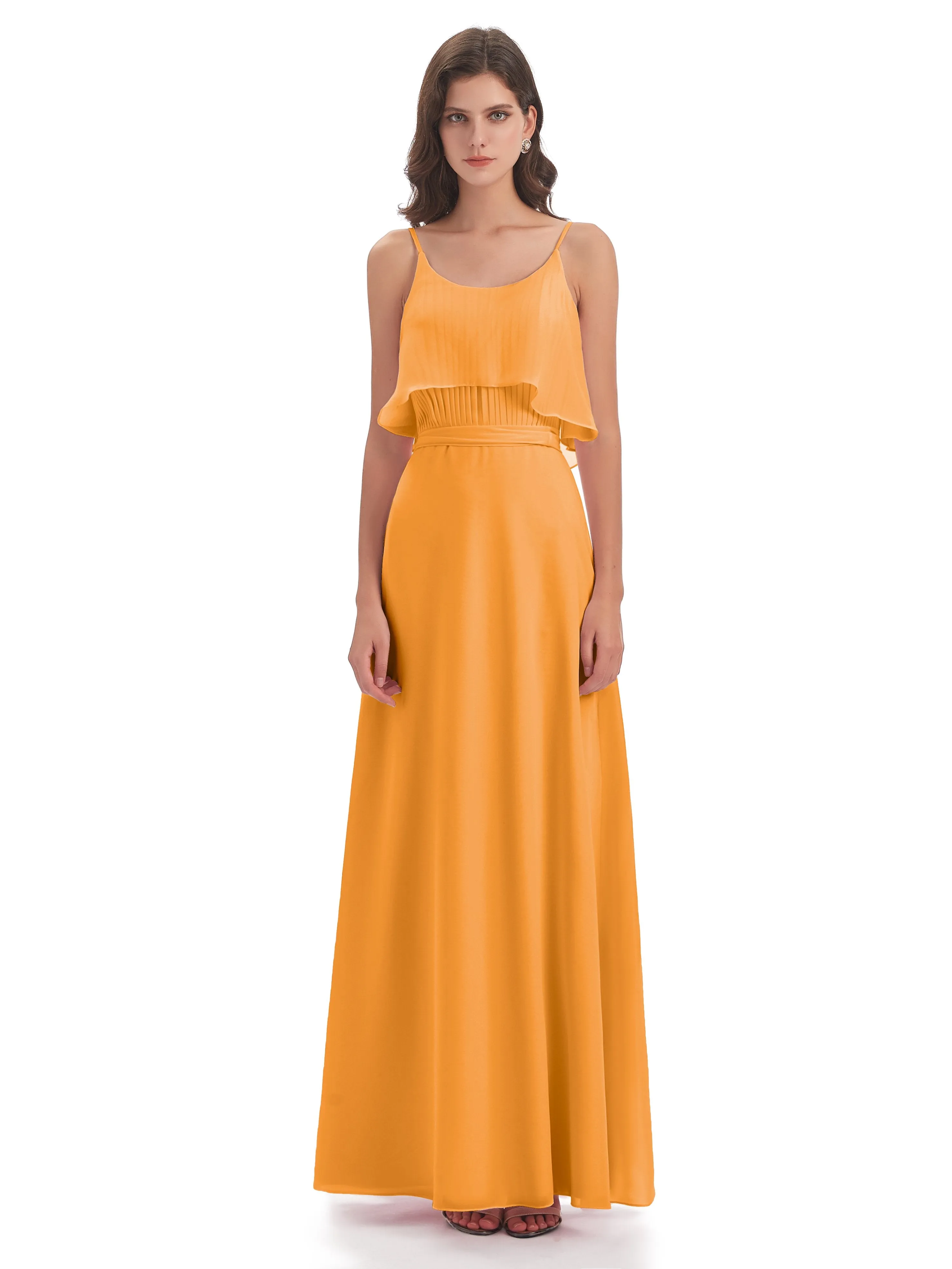 Amelie Wonderful Column Spaghetti Straps Long Bridesmaid Dresses