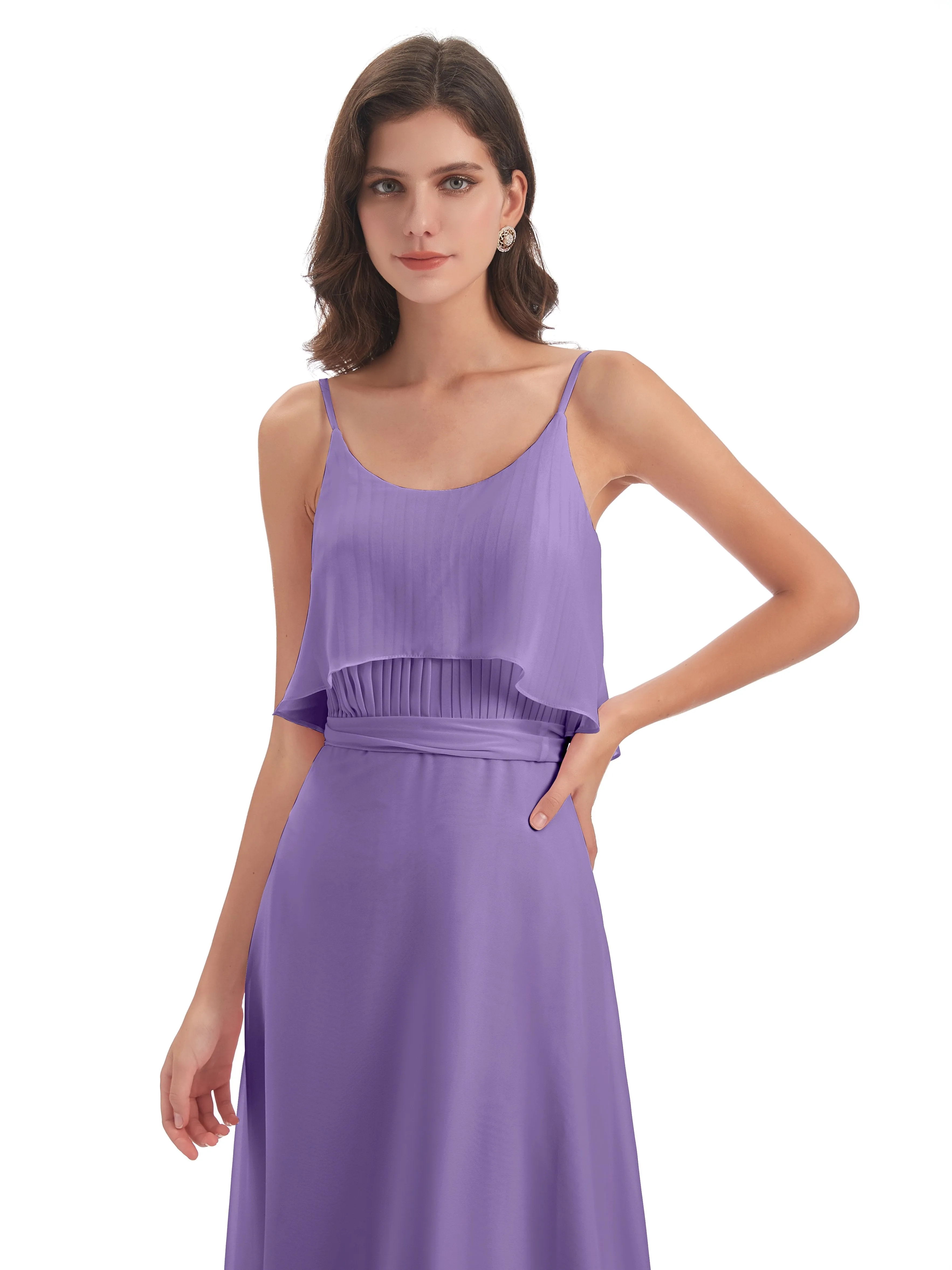 Amelie Wonderful Column Spaghetti Straps Long Bridesmaid Dresses