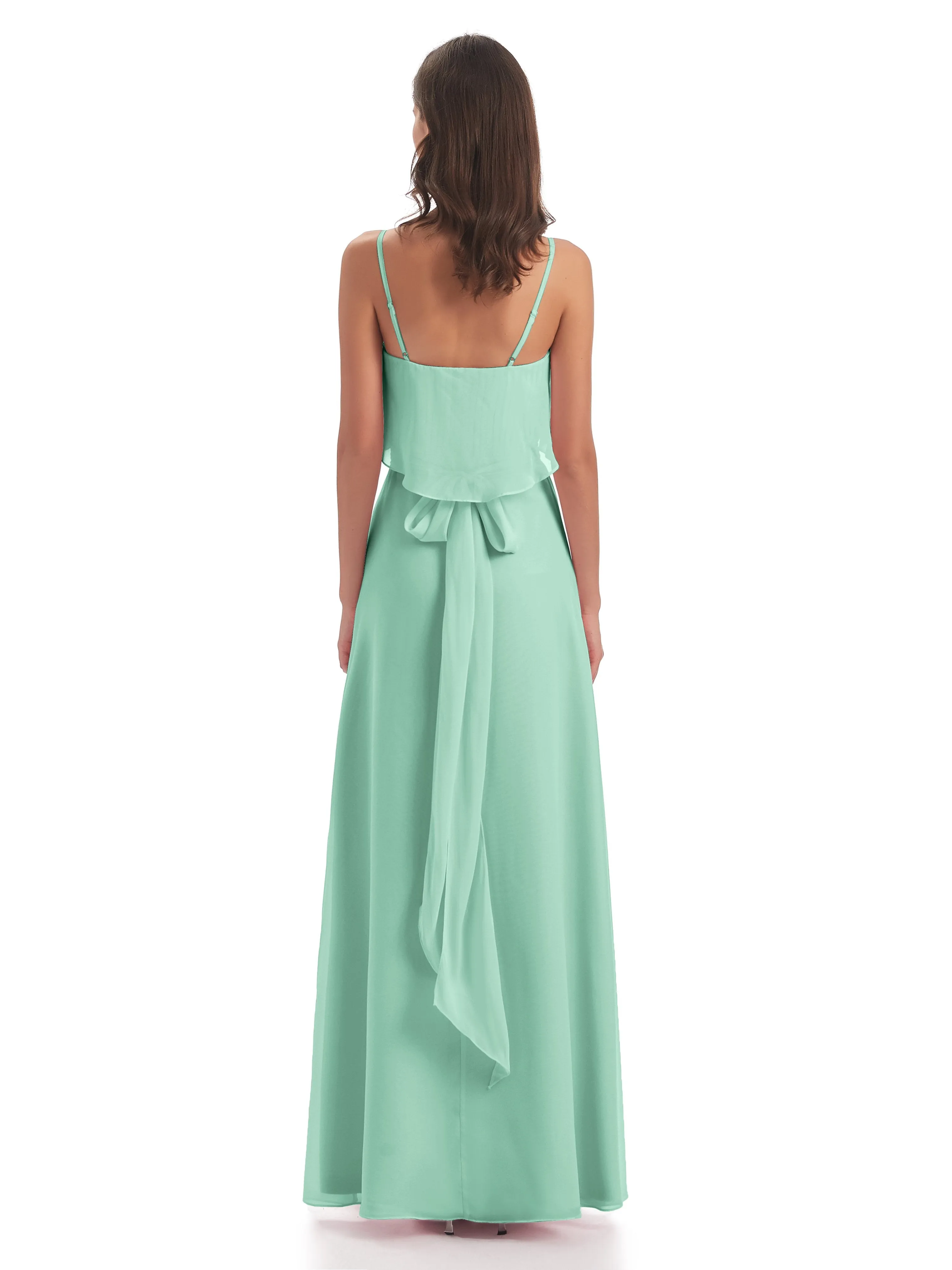 Amelie Wonderful Column Spaghetti Straps Long Bridesmaid Dresses