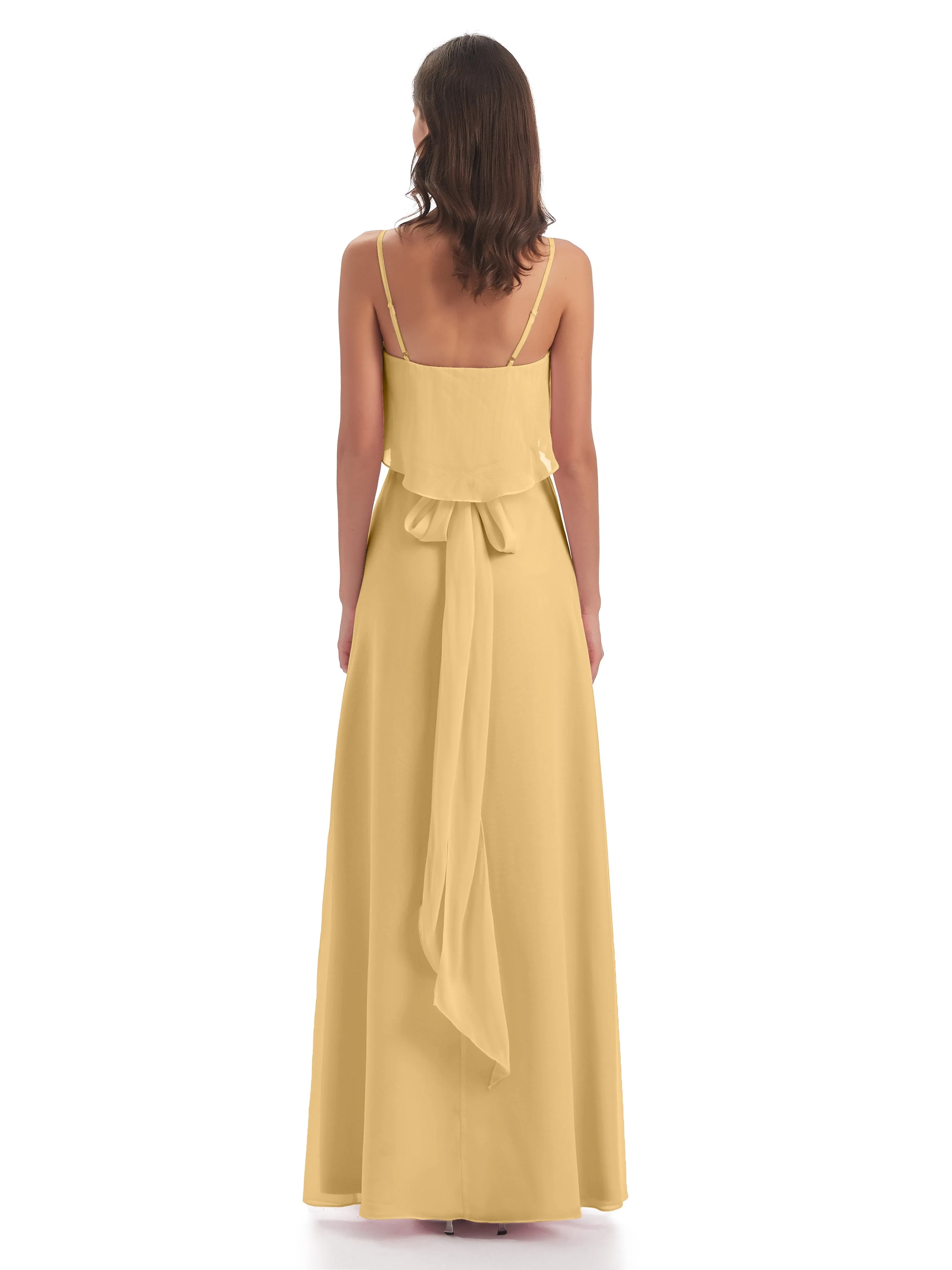 Amelie Wonderful Column Spaghetti Straps Long Bridesmaid Dresses