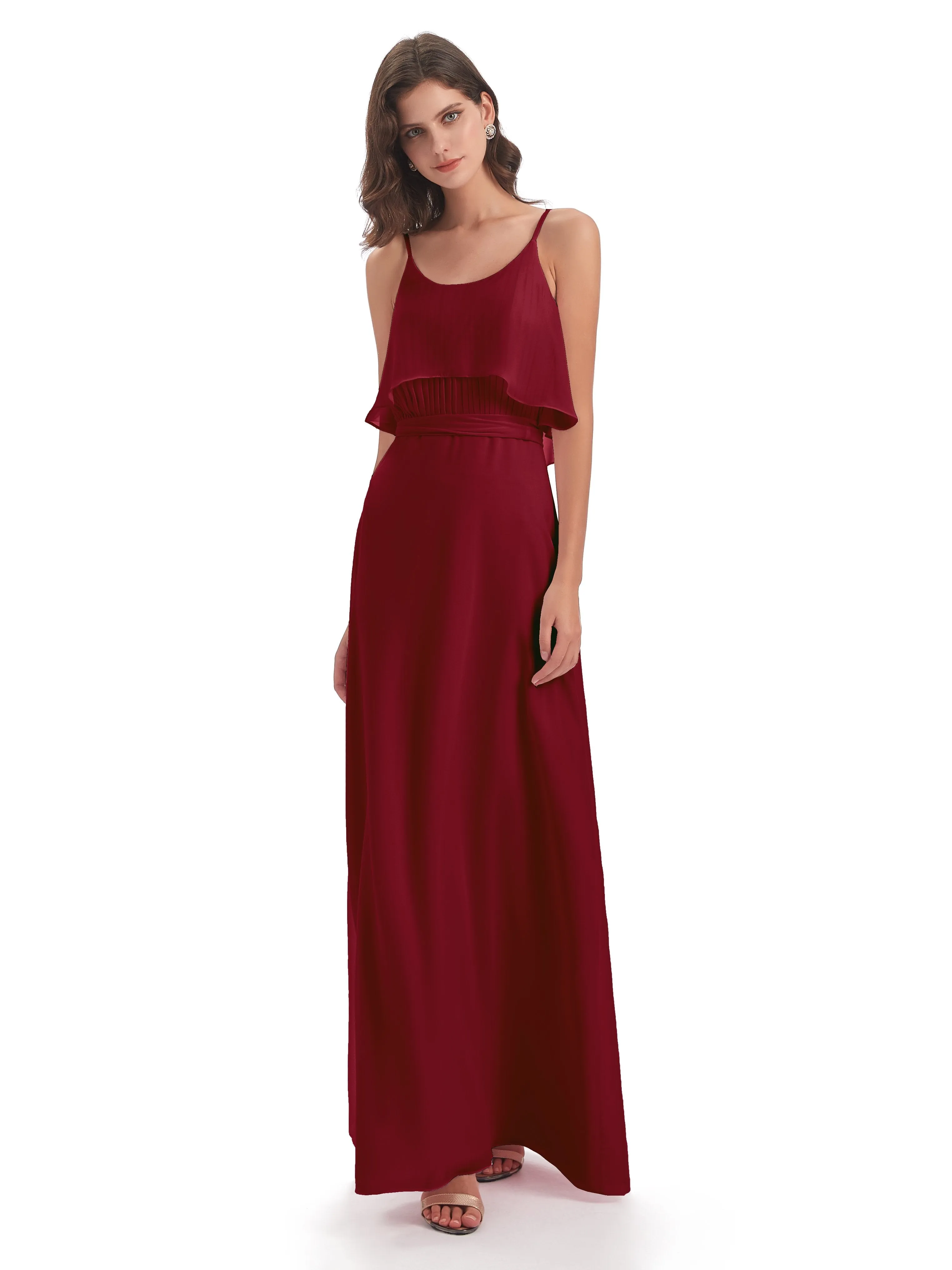 Amelie Wonderful Column Spaghetti Straps Long Bridesmaid Dresses