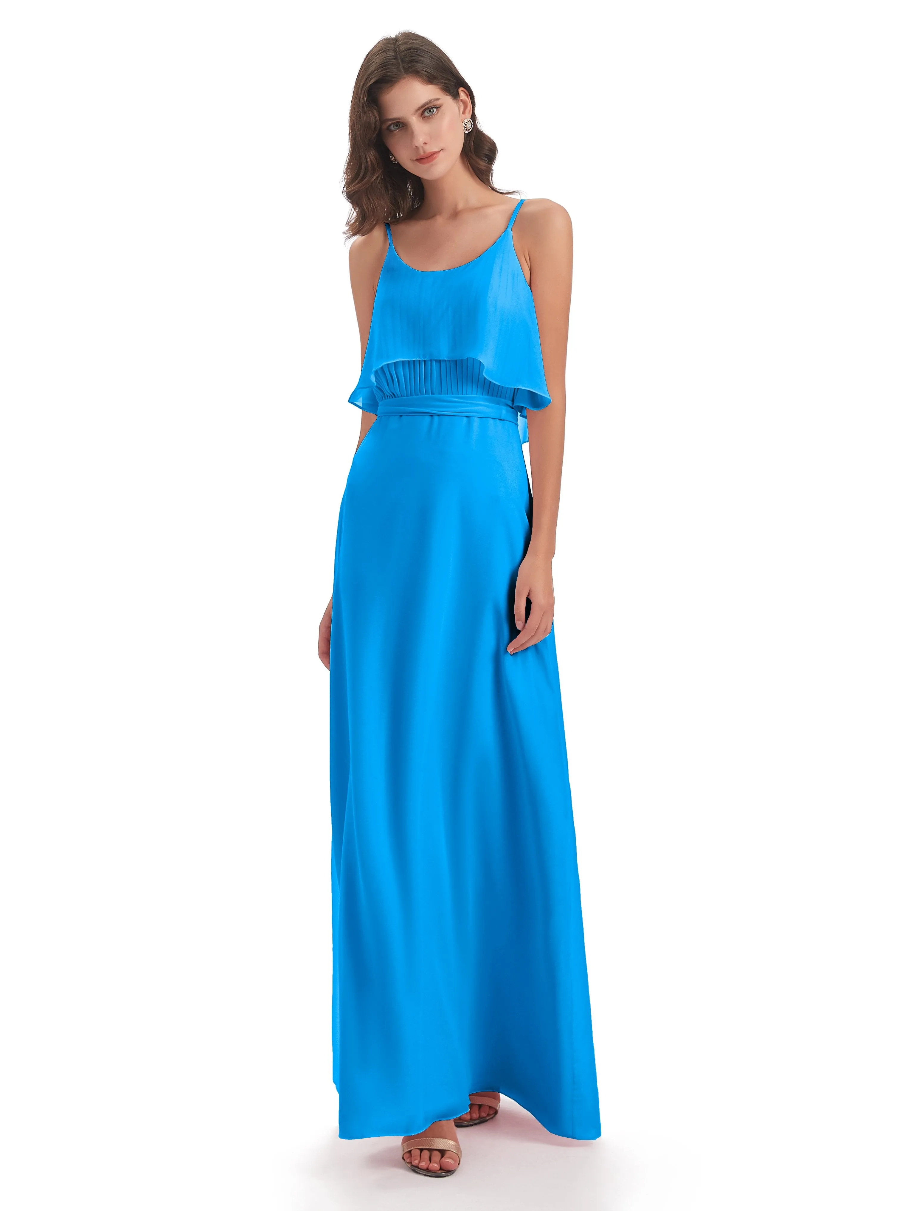 Amelie Wonderful Column Spaghetti Straps Long Bridesmaid Dresses