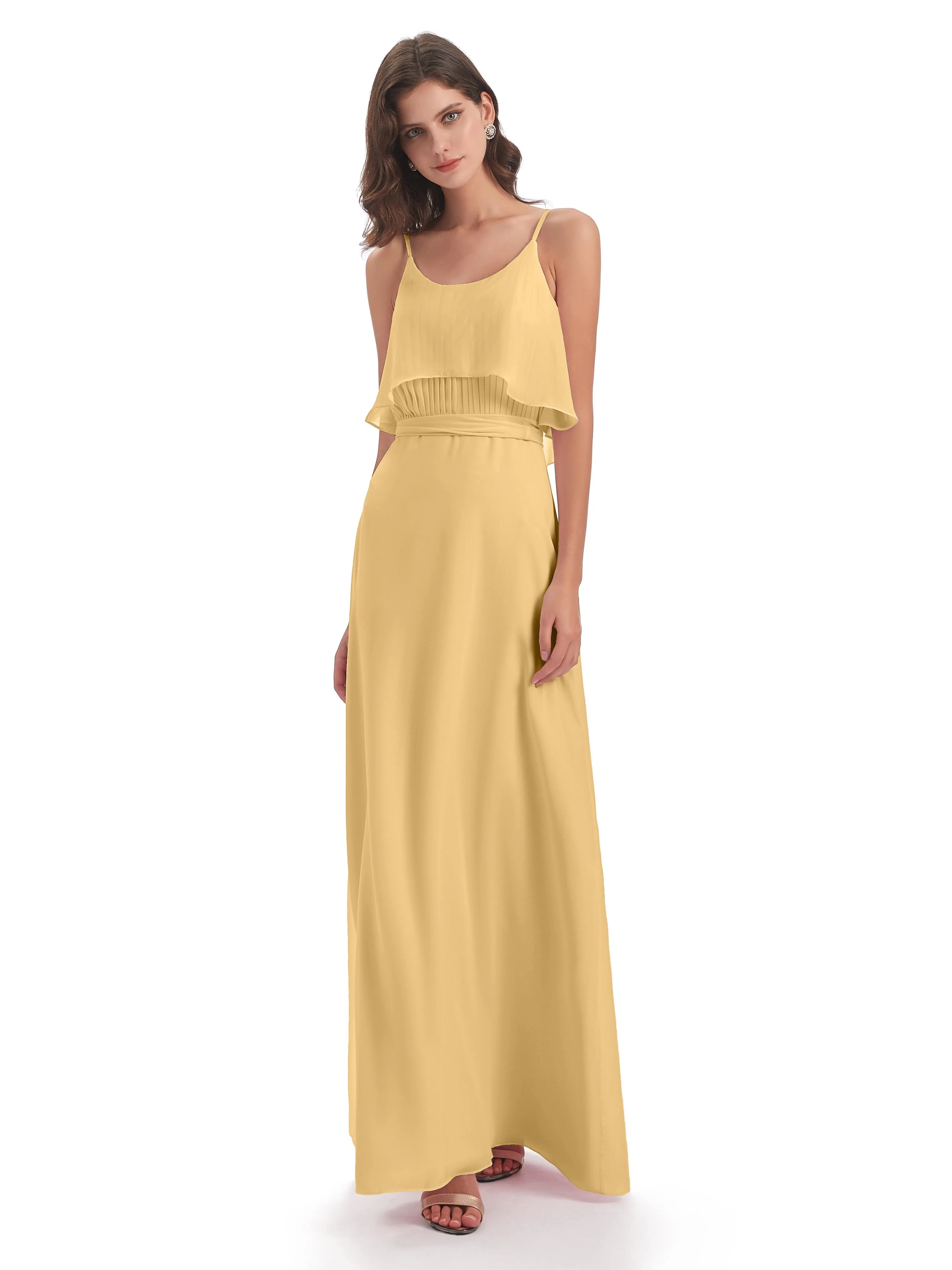 Amelie Wonderful Column Spaghetti Straps Long Bridesmaid Dresses