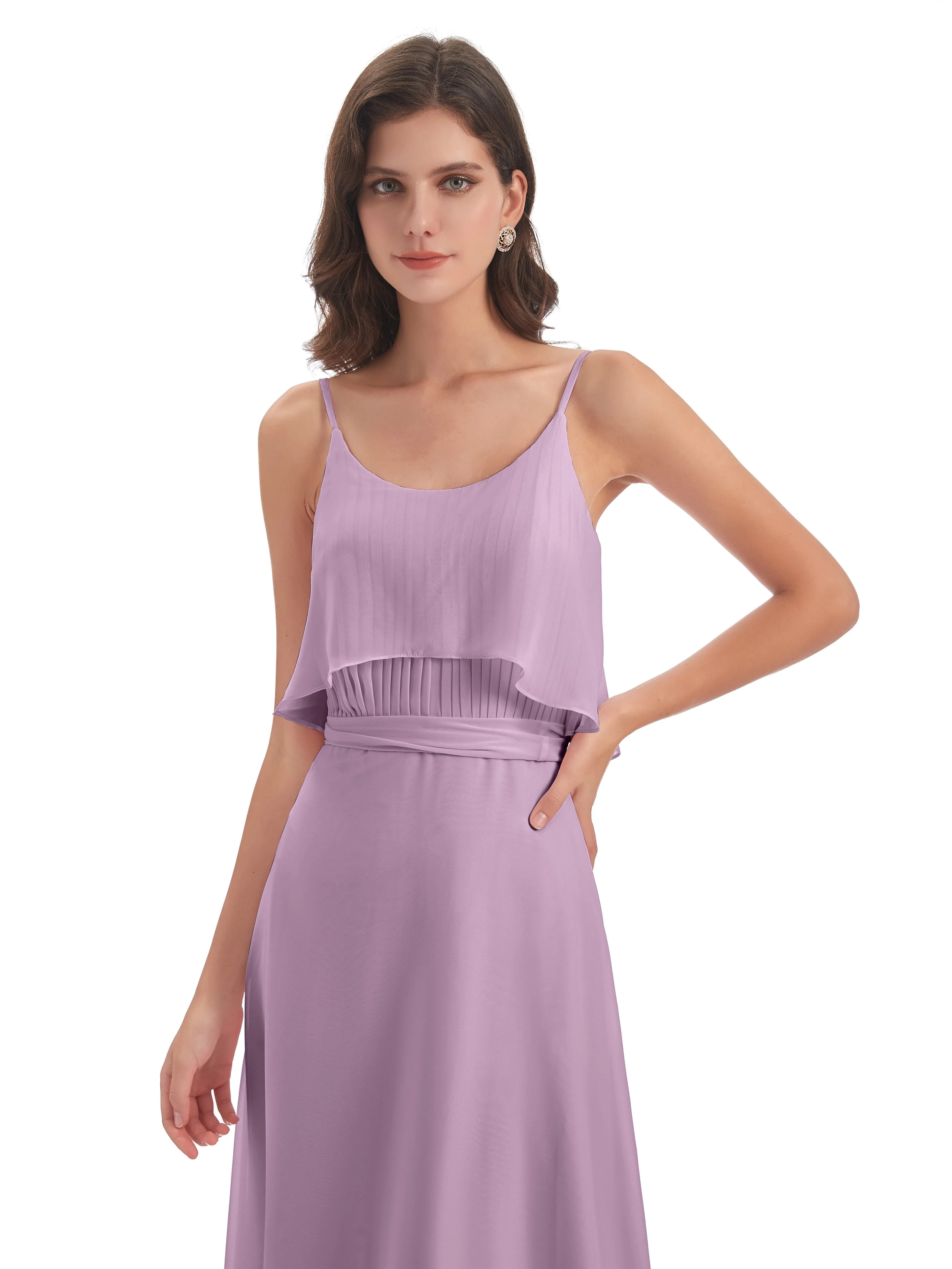 Amelie Wonderful Column Spaghetti Straps Long Bridesmaid Dresses