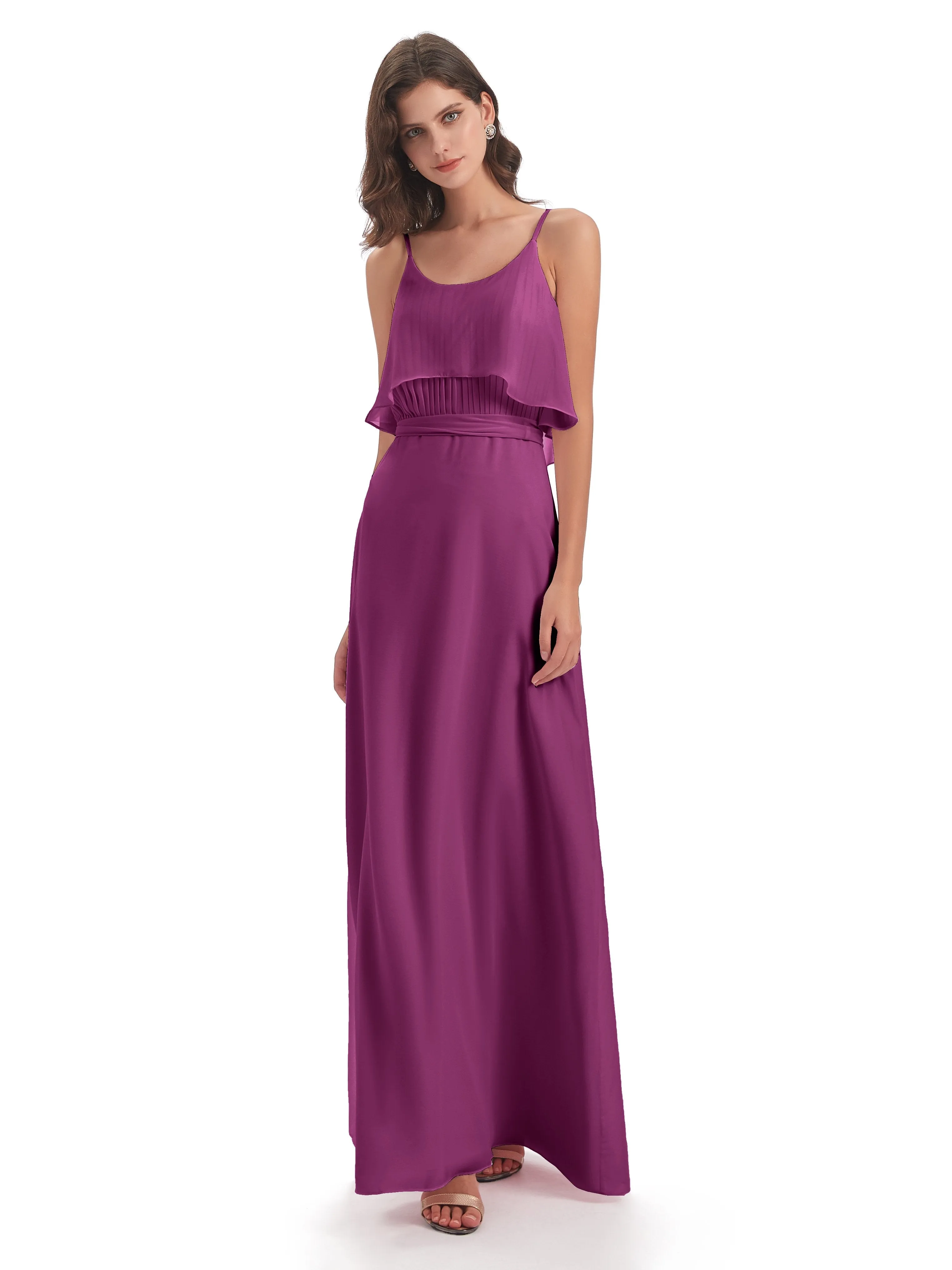 Amelie Wonderful Column Spaghetti Straps Long Bridesmaid Dresses