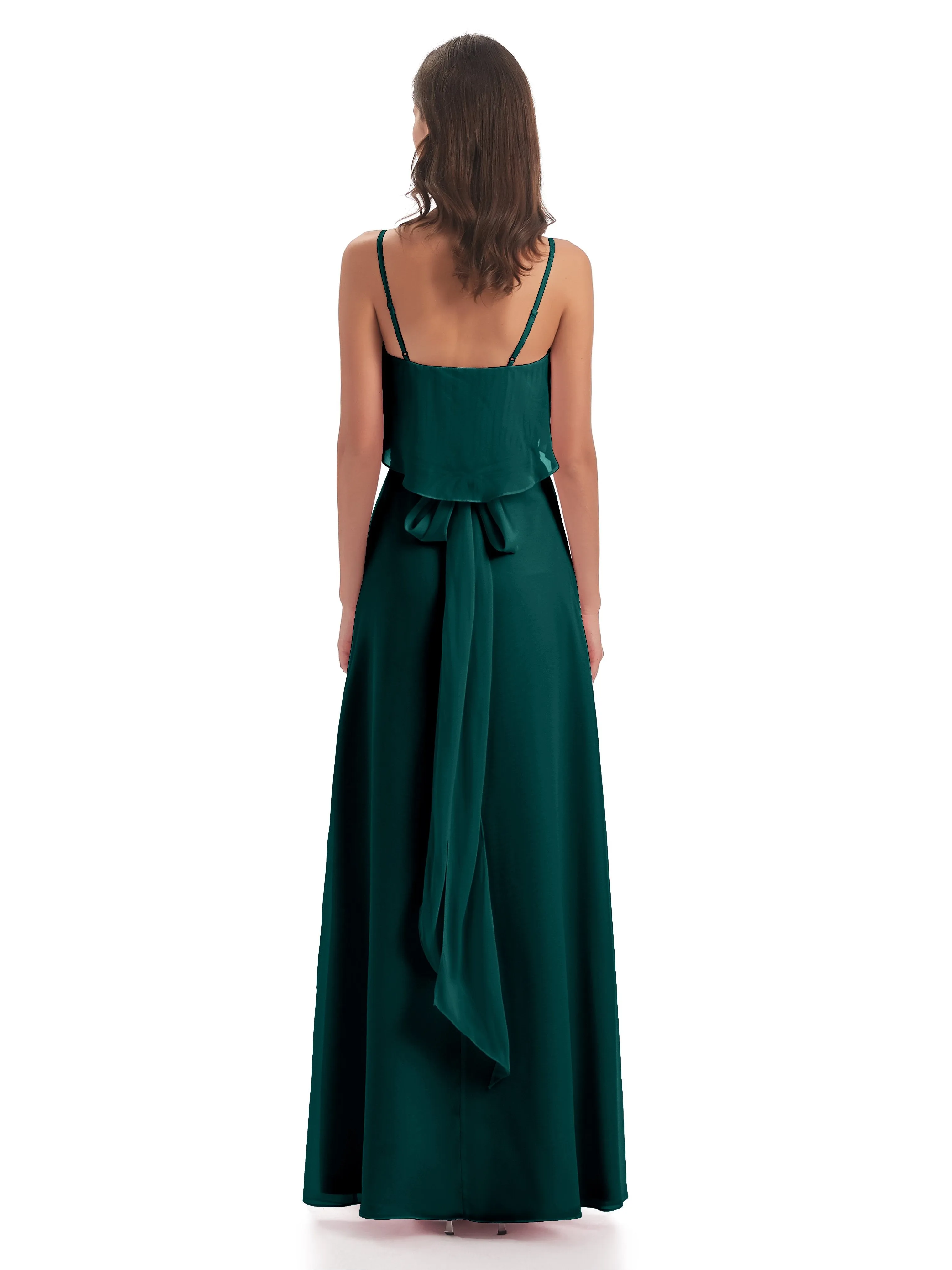 Amelie Wonderful Column Spaghetti Straps Long Bridesmaid Dresses