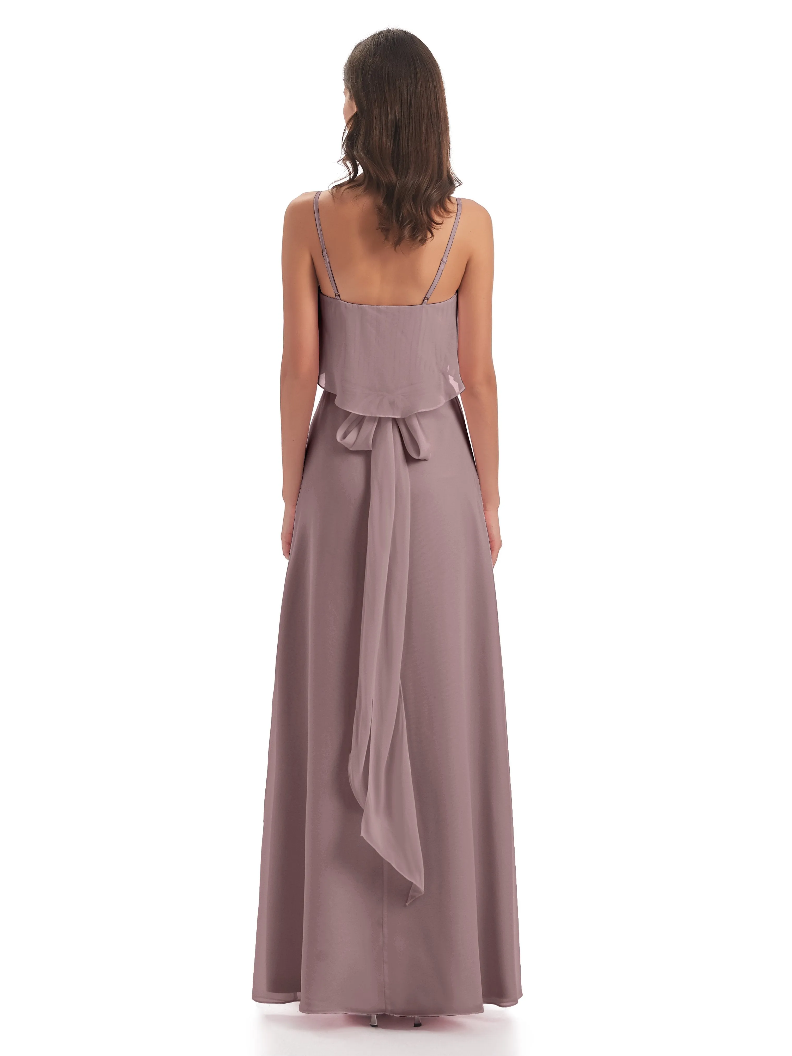 Amelie Wonderful Column Spaghetti Straps Long Bridesmaid Dresses