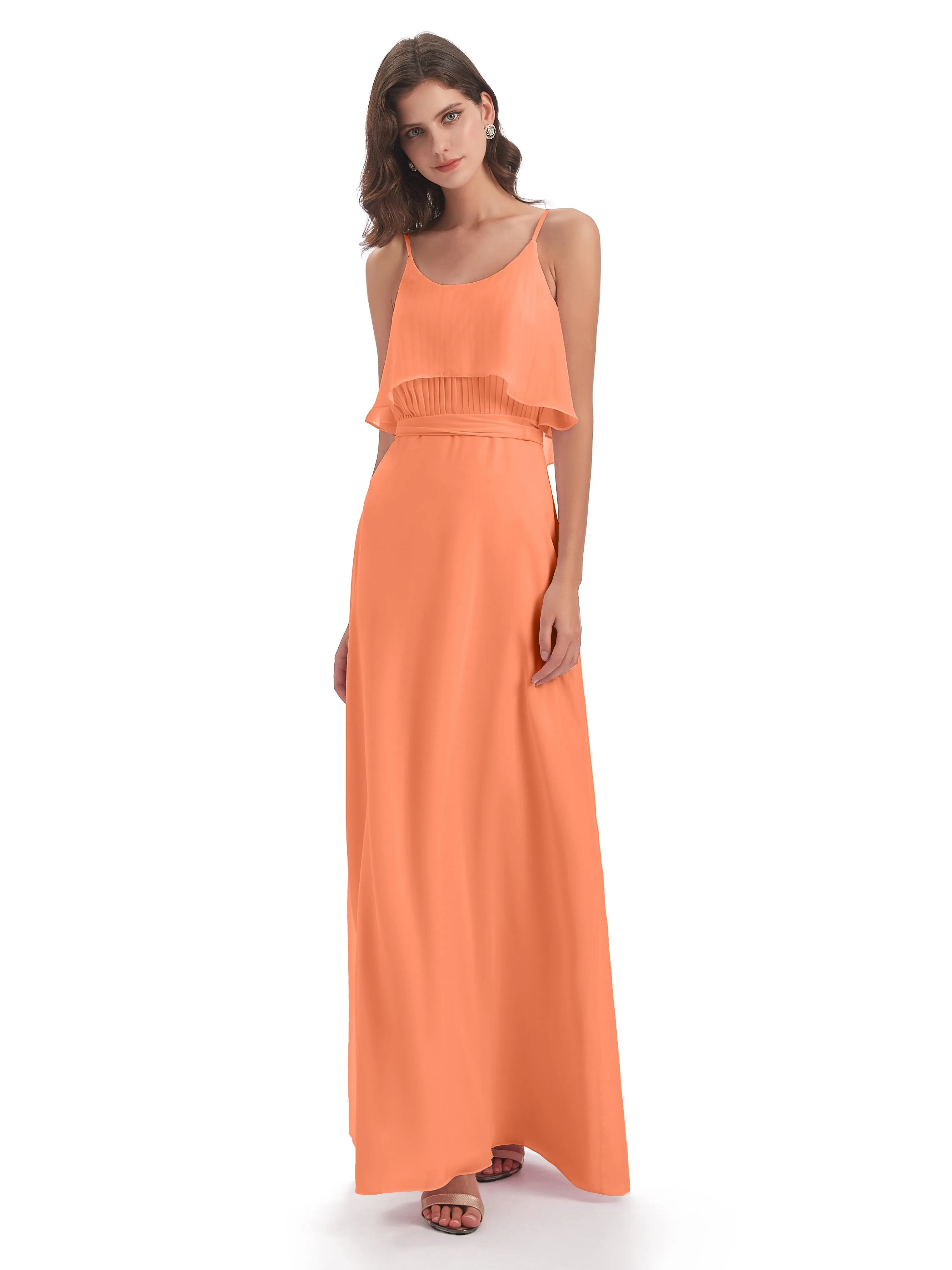 Amelie Wonderful Column Spaghetti Straps Long Bridesmaid Dresses