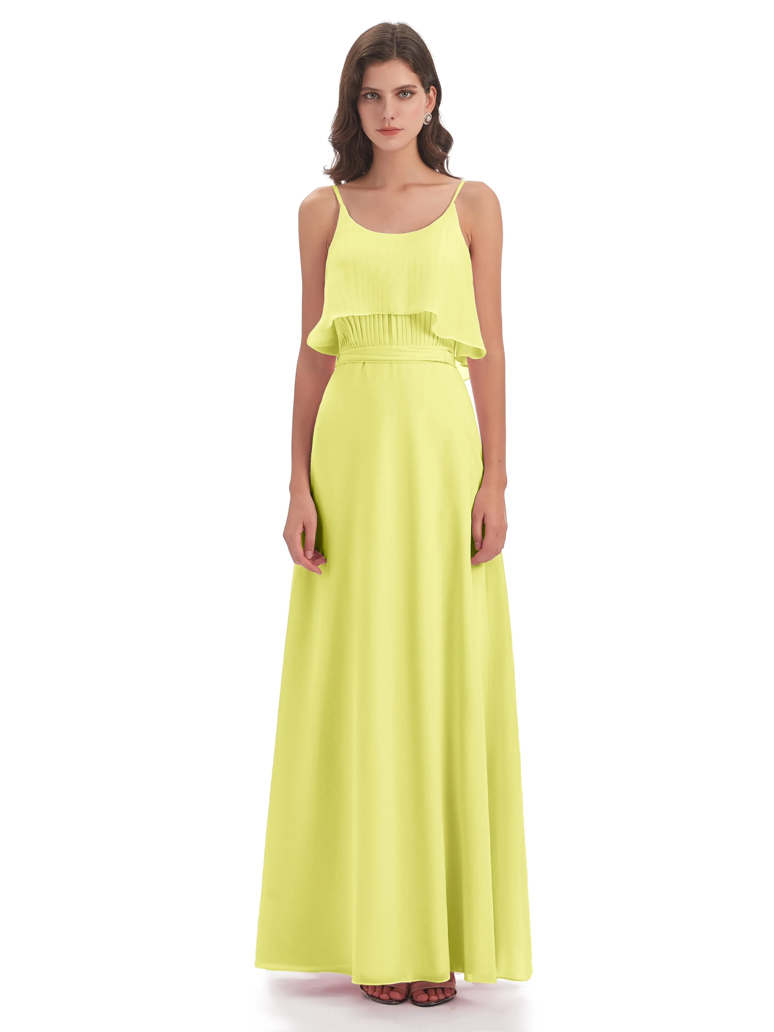 Amelie Wonderful Column Spaghetti Straps Long Bridesmaid Dresses