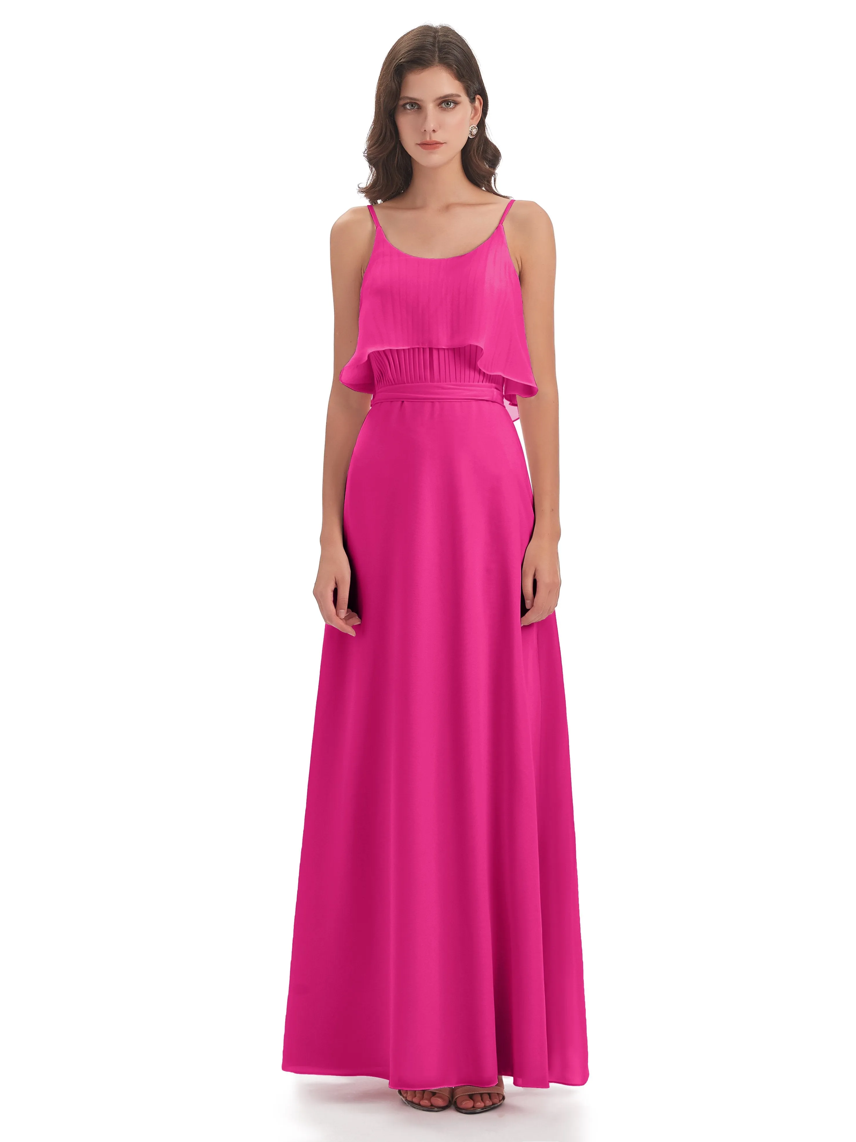 Amelie Wonderful Column Spaghetti Straps Long Bridesmaid Dresses