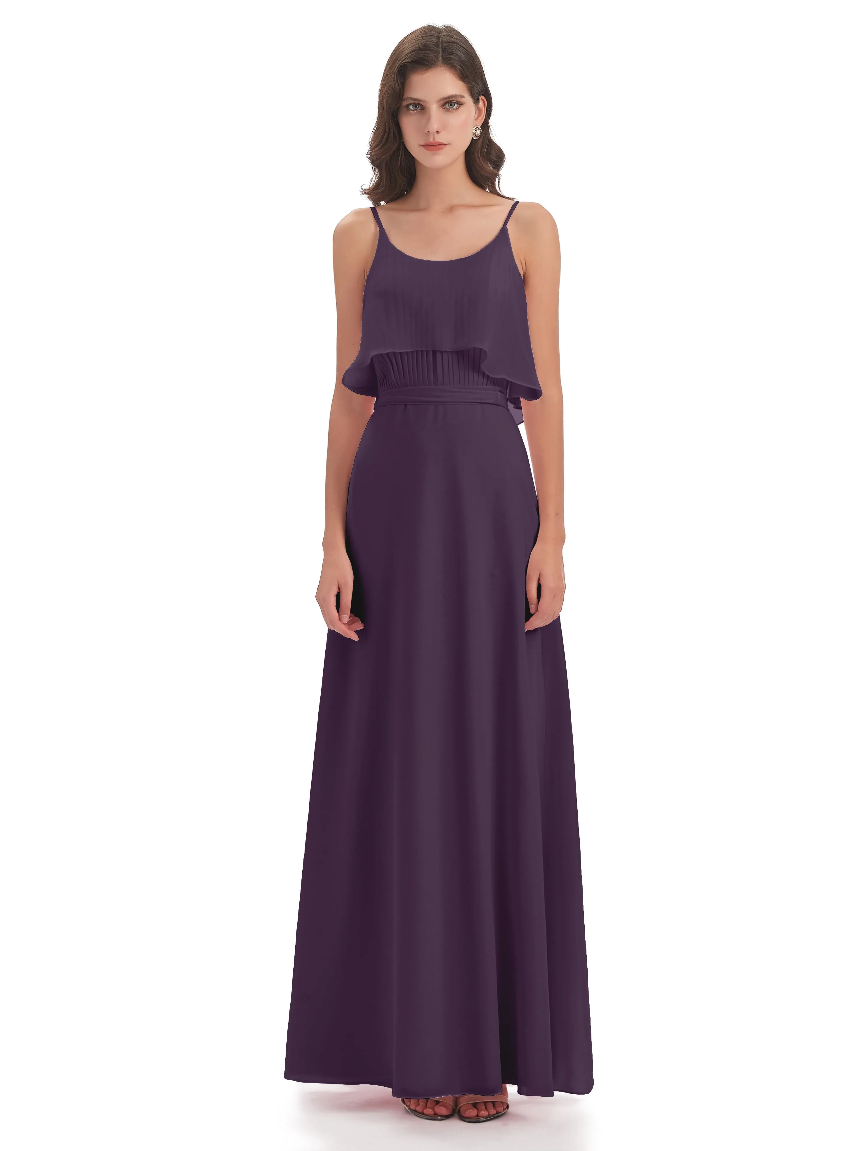 Amelie Wonderful Column Spaghetti Straps Long Bridesmaid Dresses