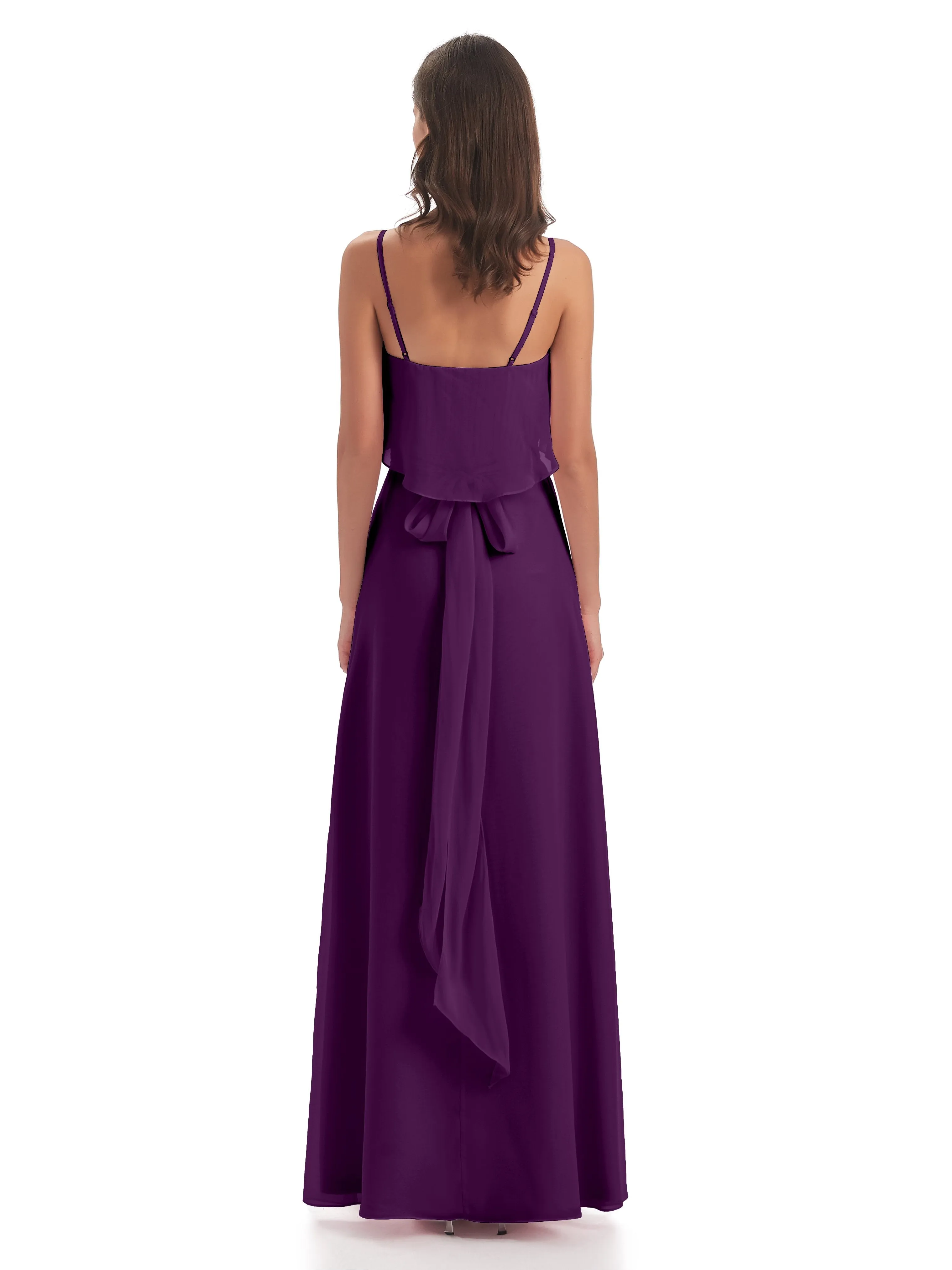 Amelie Wonderful Column Spaghetti Straps Long Bridesmaid Dresses