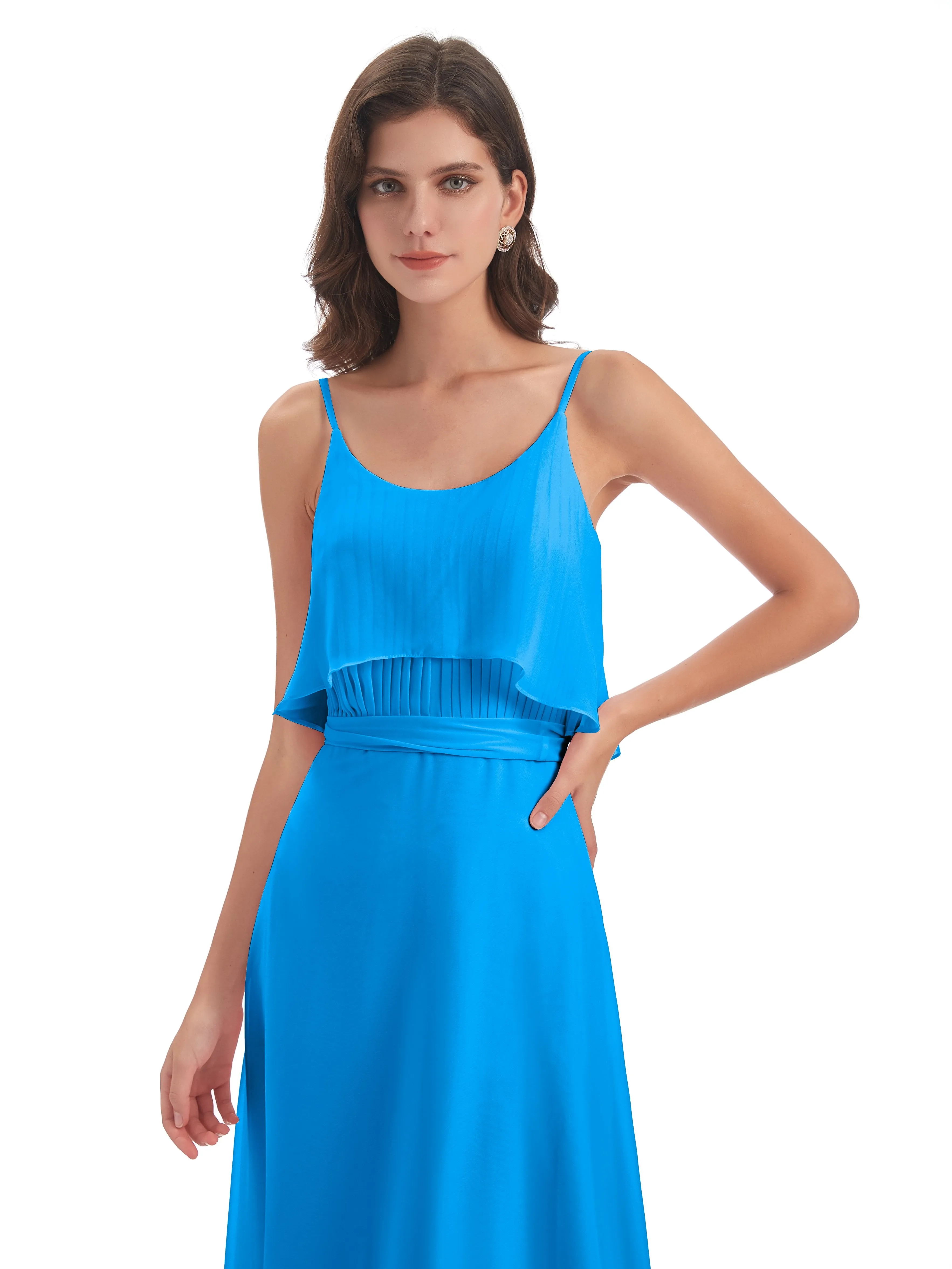 Amelie Wonderful Column Spaghetti Straps Long Bridesmaid Dresses