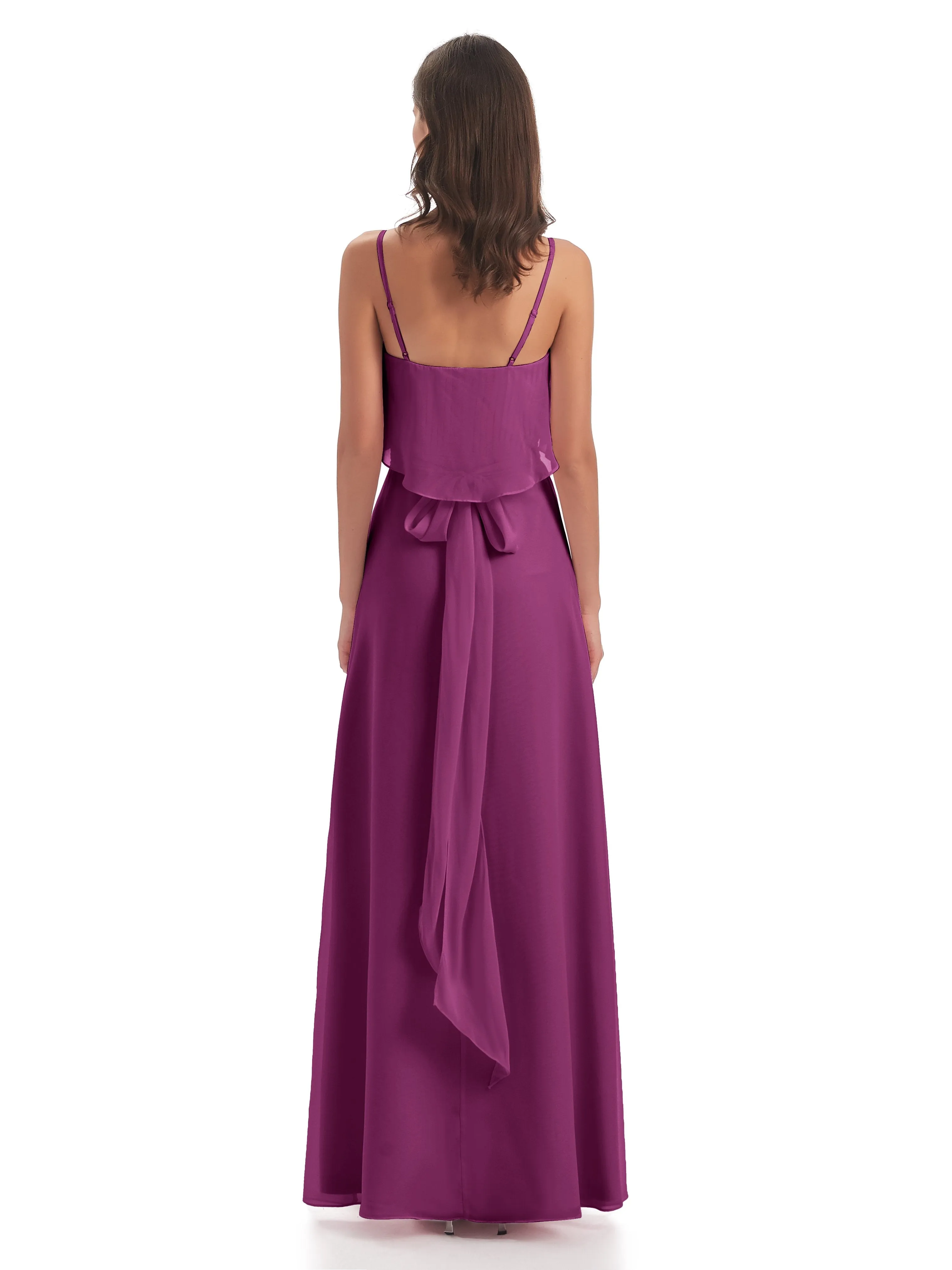 Amelie Wonderful Column Spaghetti Straps Long Bridesmaid Dresses