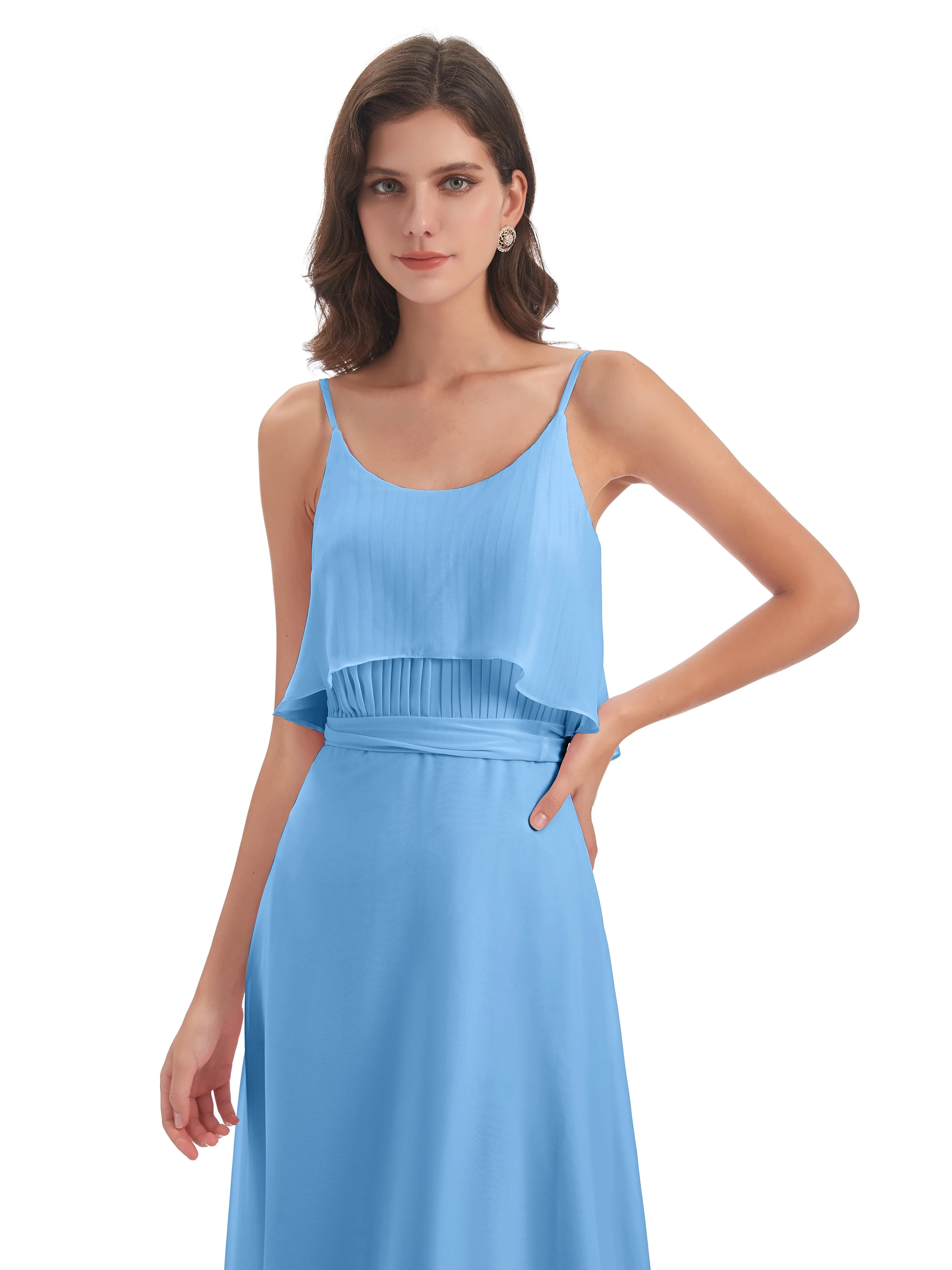 Amelie Wonderful Column Spaghetti Straps Long Bridesmaid Dresses