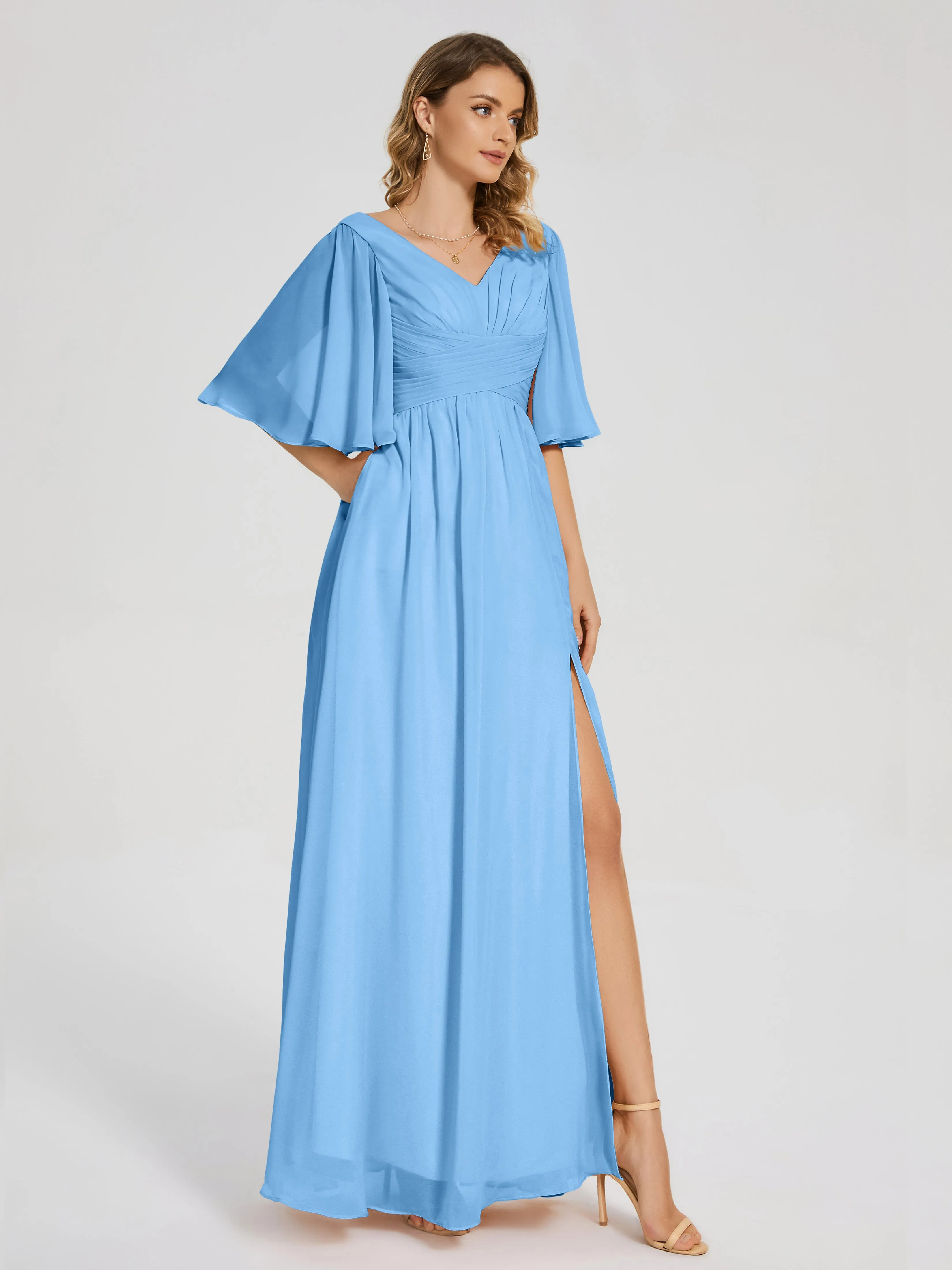 Amina Modest Half Sleeves Mother of the bridesmaid dresses