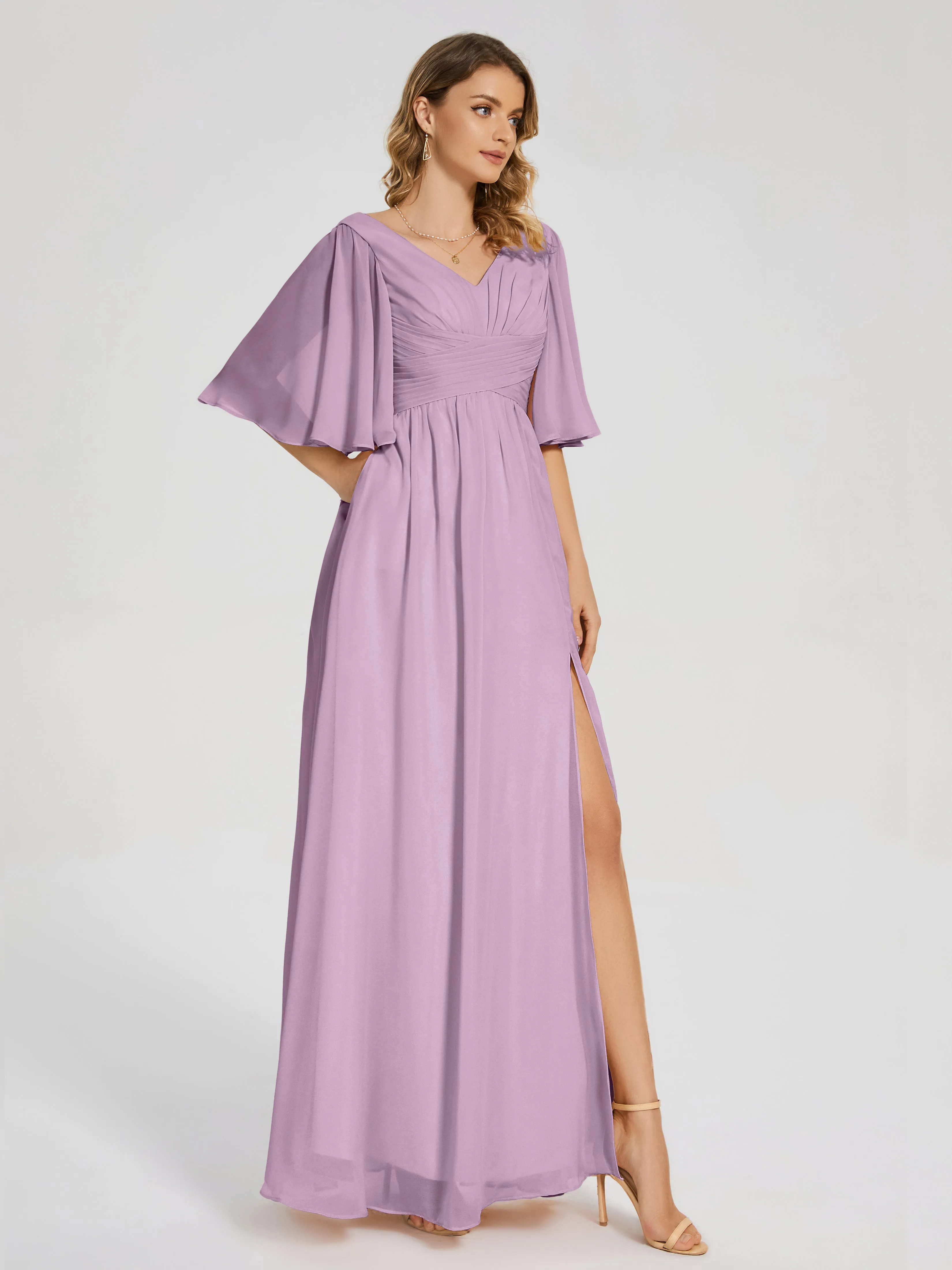 Amina Modest Half Sleeves Mother of the bridesmaid dresses