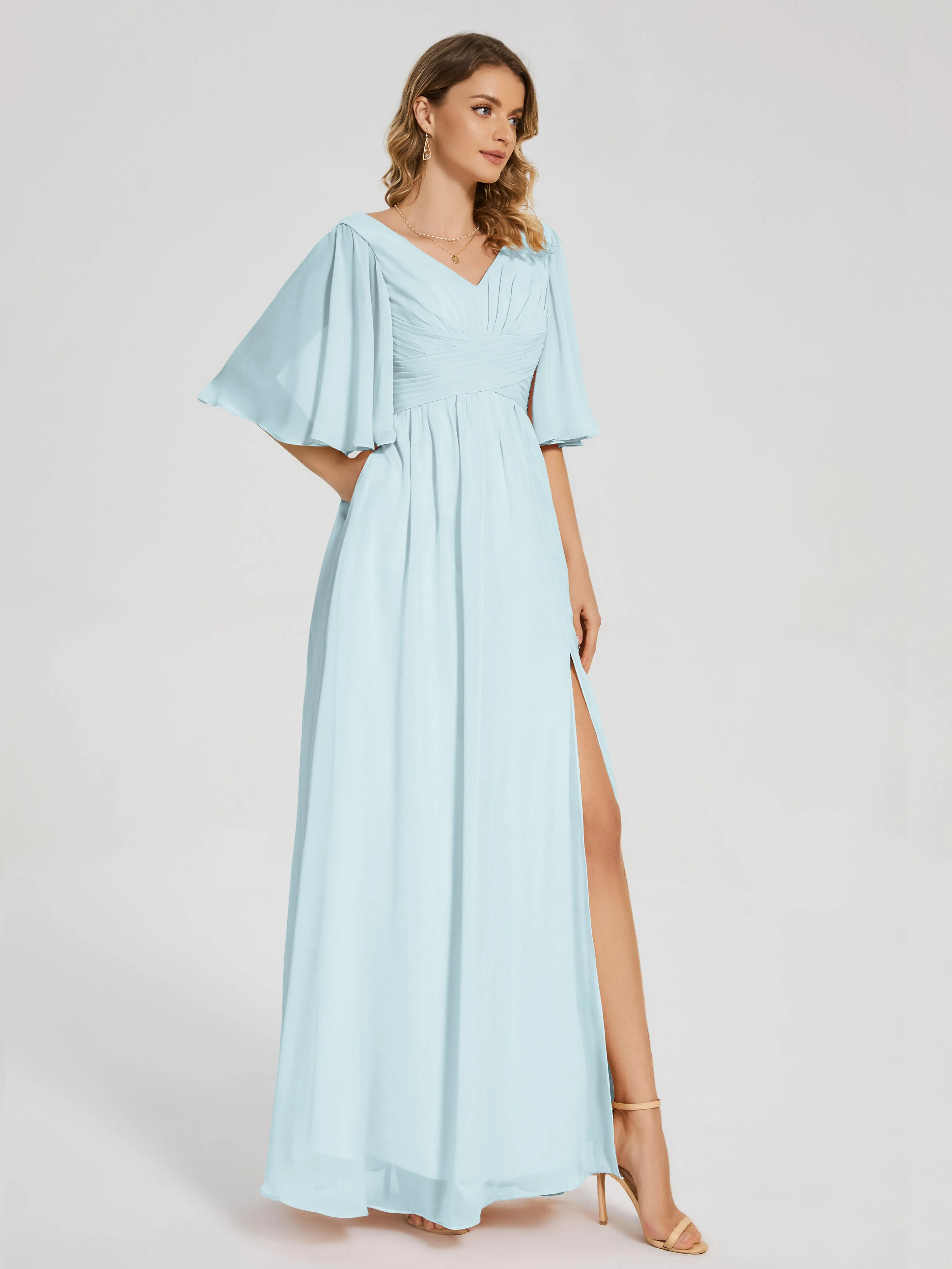 Amina Modest Half Sleeves Mother of the bridesmaid dresses