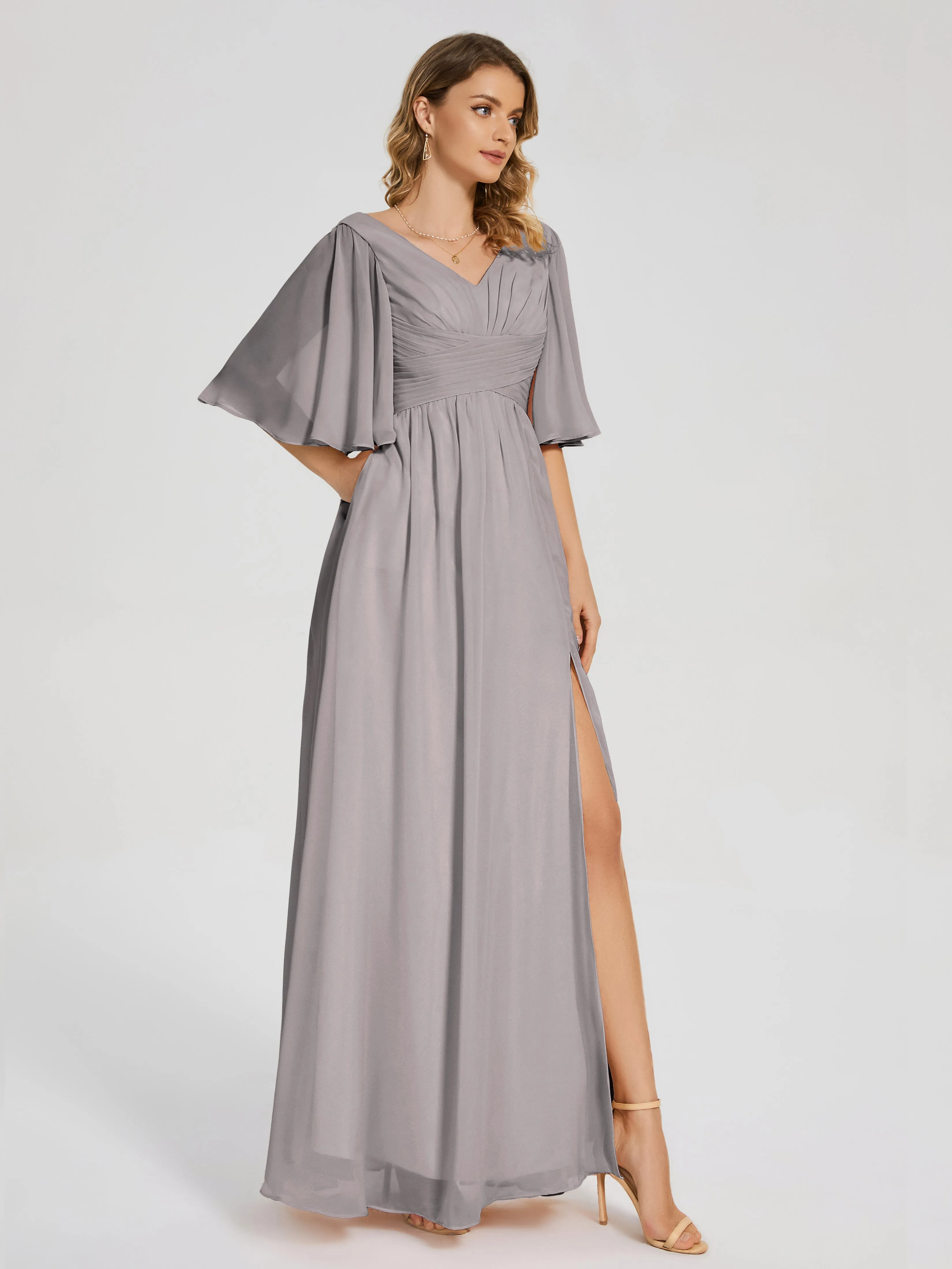 Amina Modest Half Sleeves Mother of the bridesmaid dresses