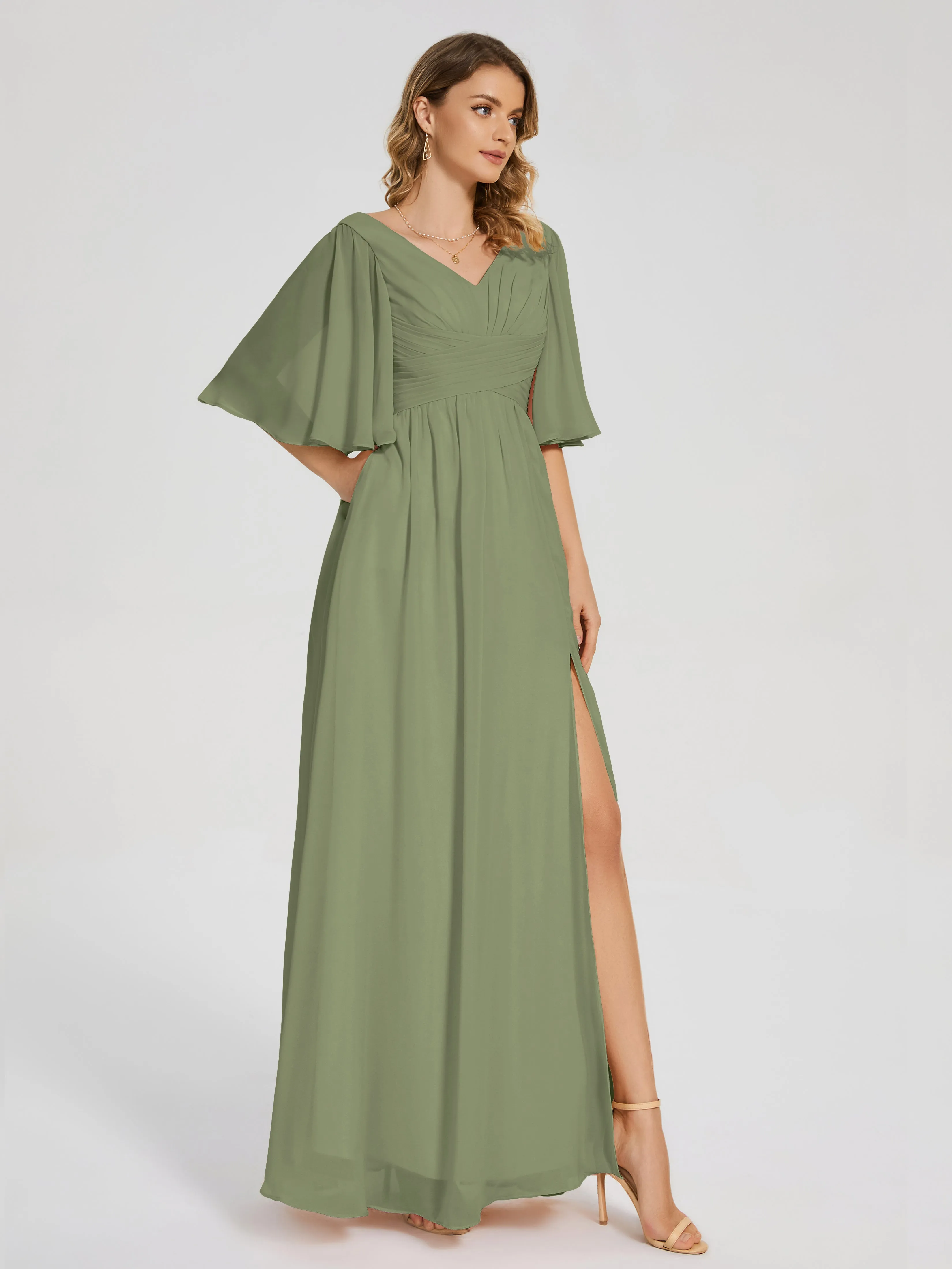 Amina Modest Half Sleeves Mother of the bridesmaid dresses