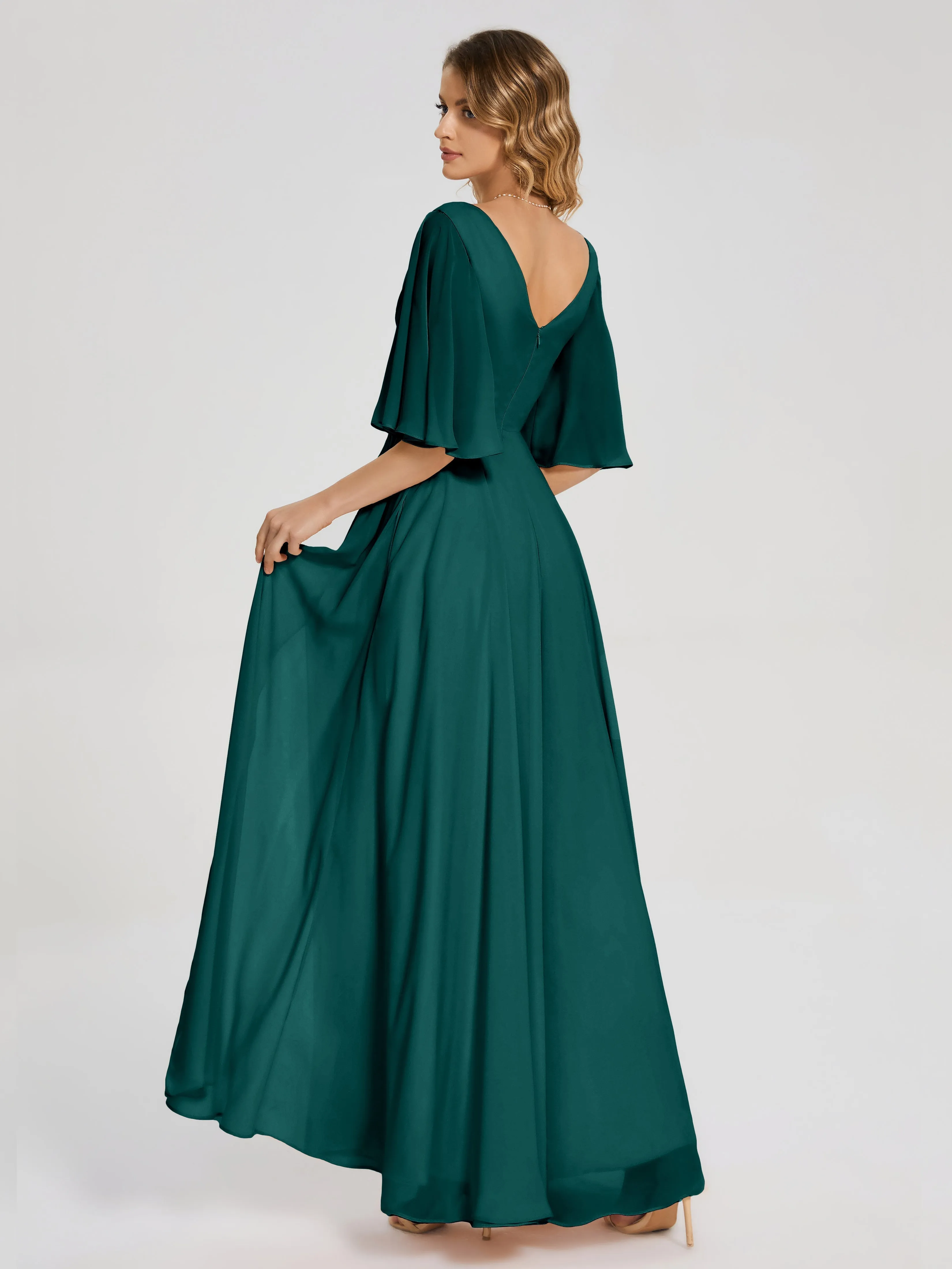 Amina Modest Half Sleeves Mother of the bridesmaid dresses