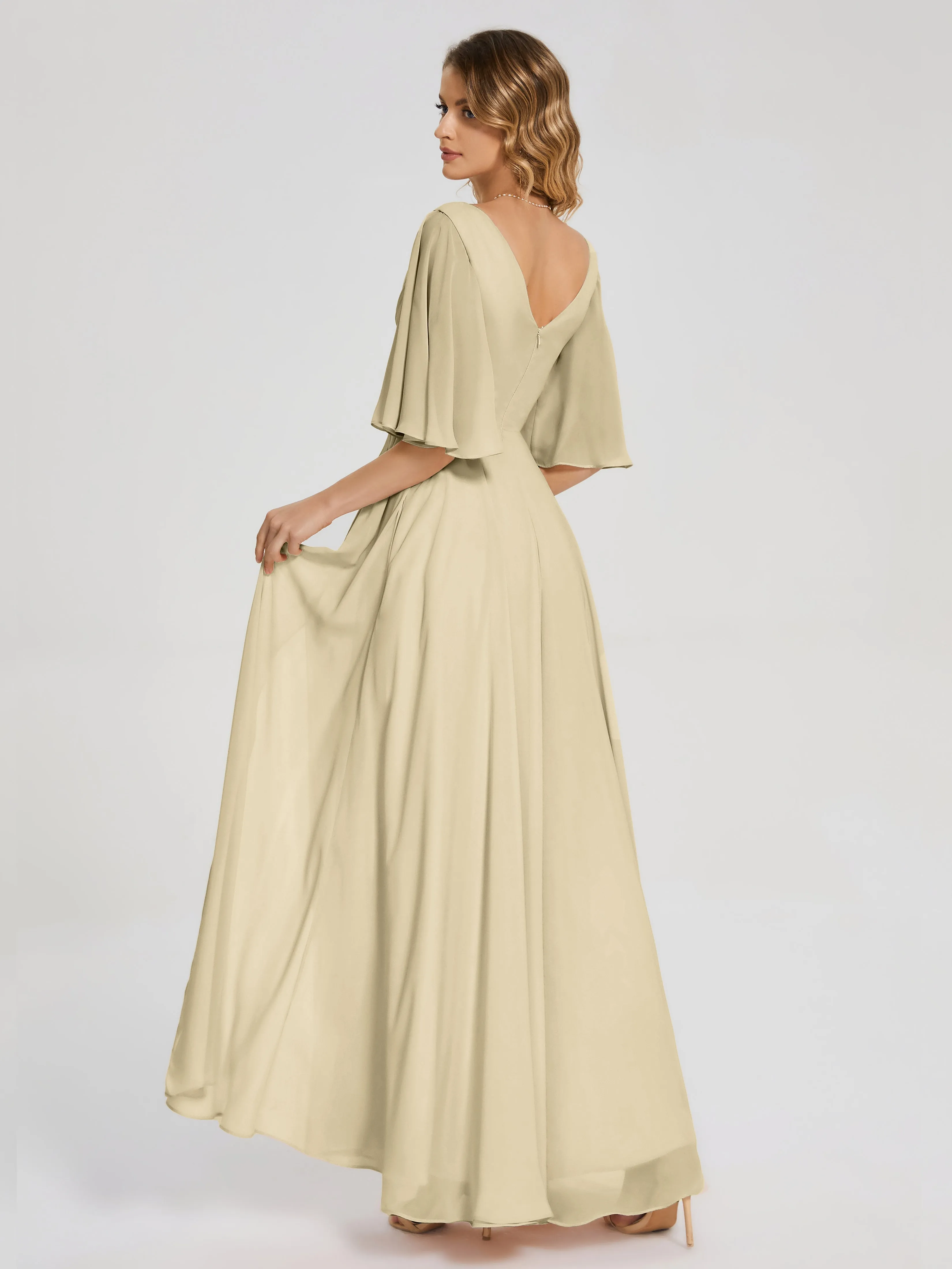 Amina Modest Half Sleeves Mother of the bridesmaid dresses