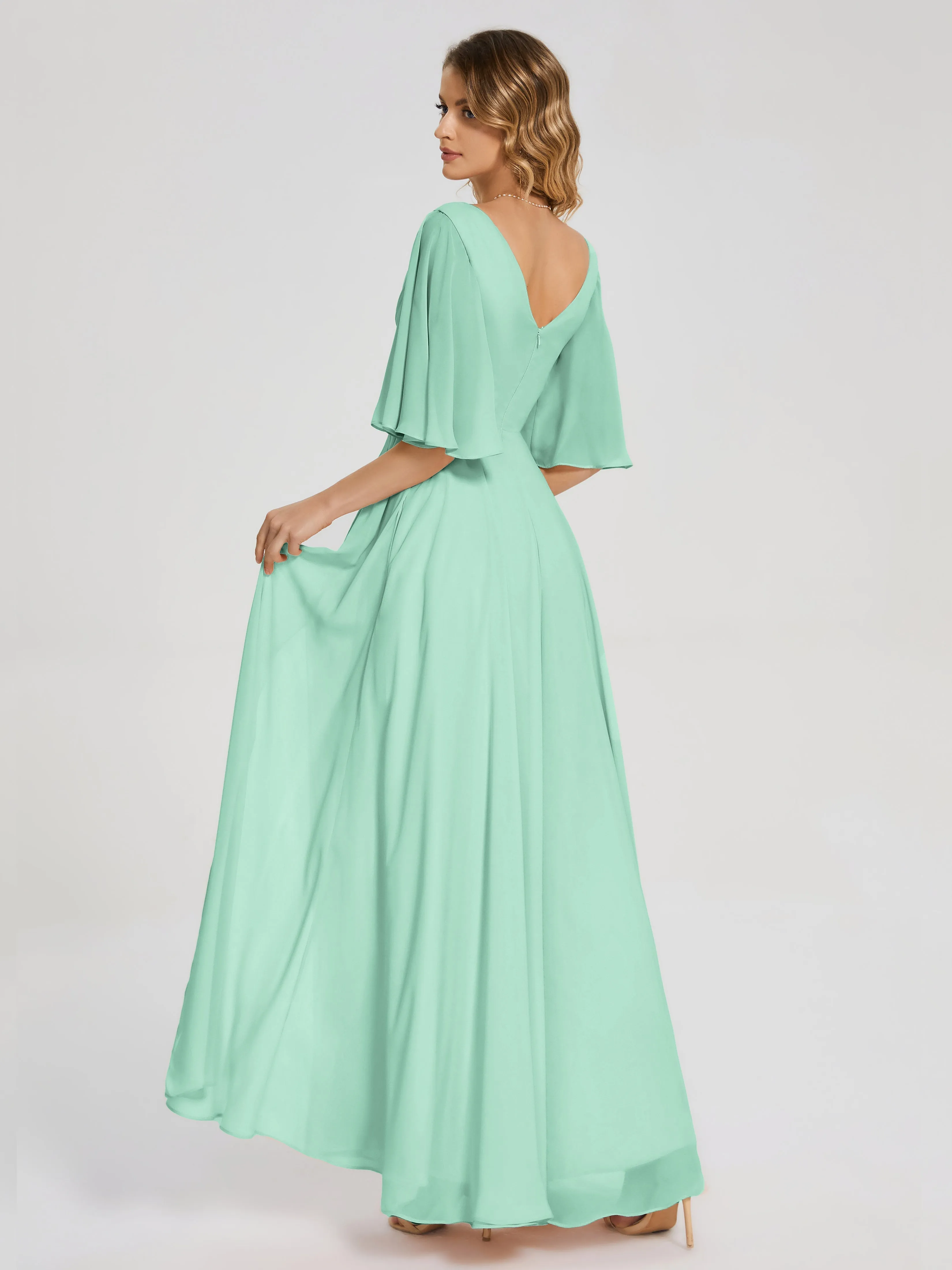 Amina Modest Half Sleeves Mother of the bridesmaid dresses