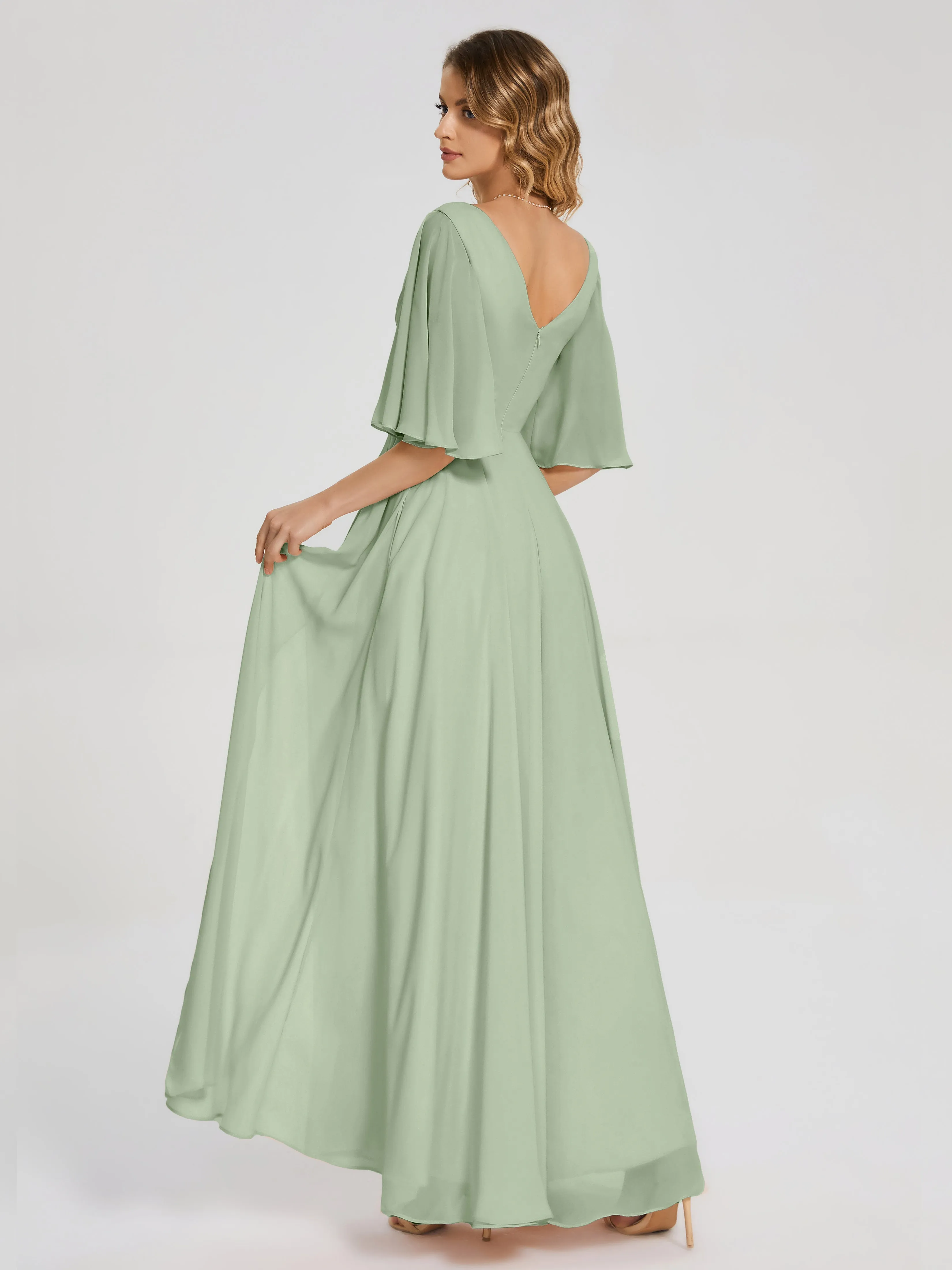 Amina Modest Half Sleeves Mother of the bridesmaid dresses