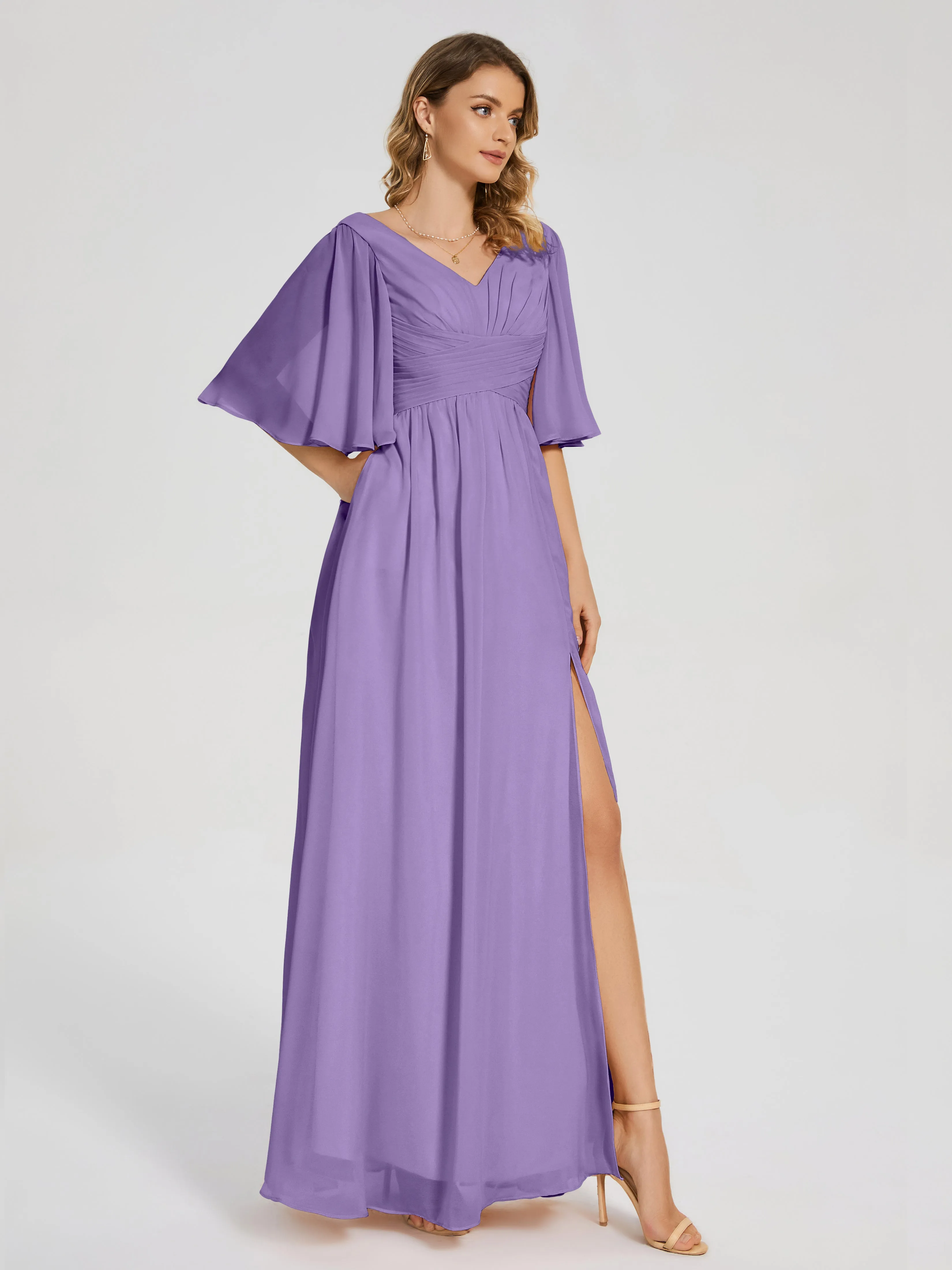 Amina Modest Half Sleeves Mother of the bridesmaid dresses