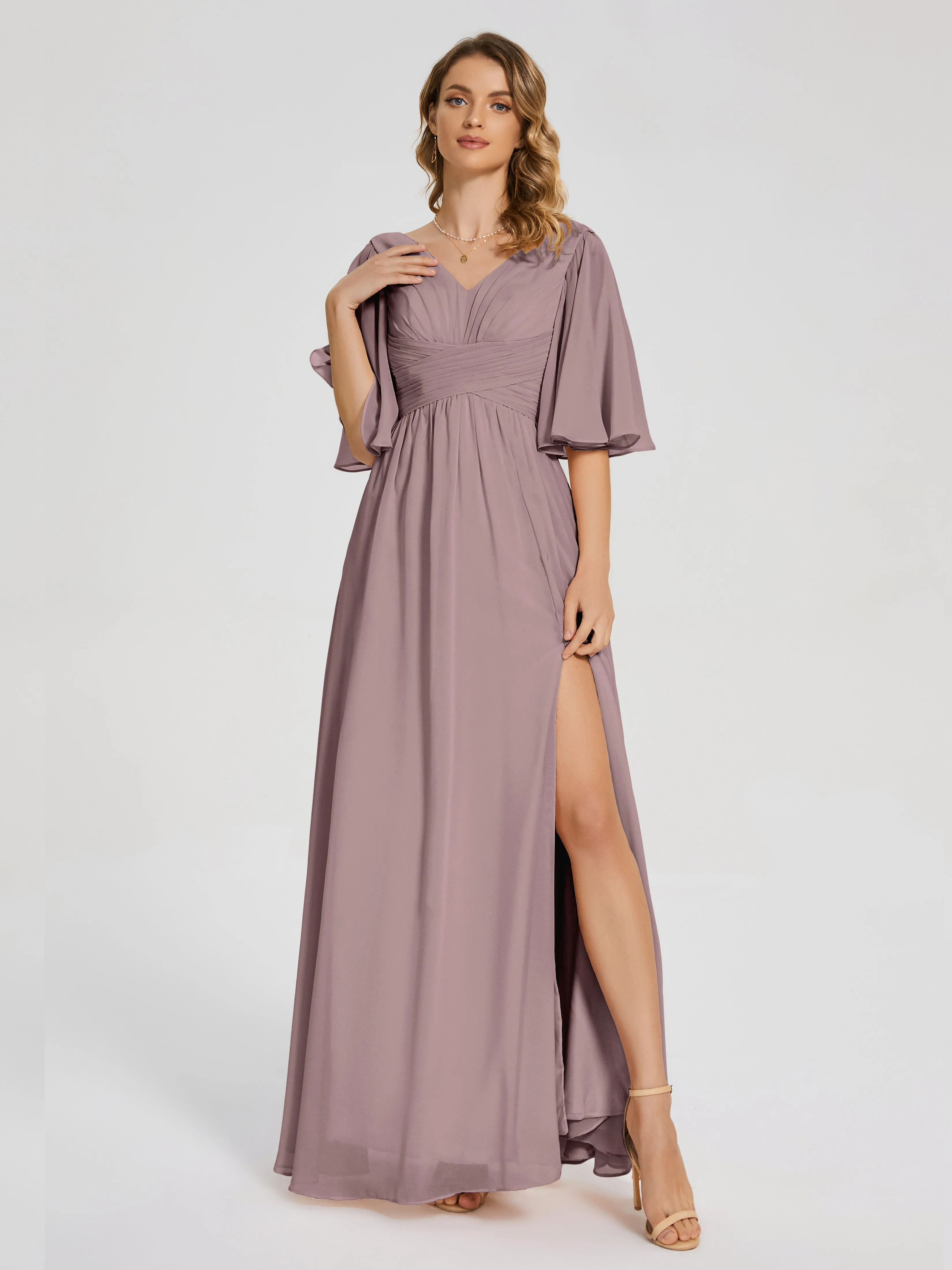 Amina Modest Half Sleeves Mother of the bridesmaid dresses