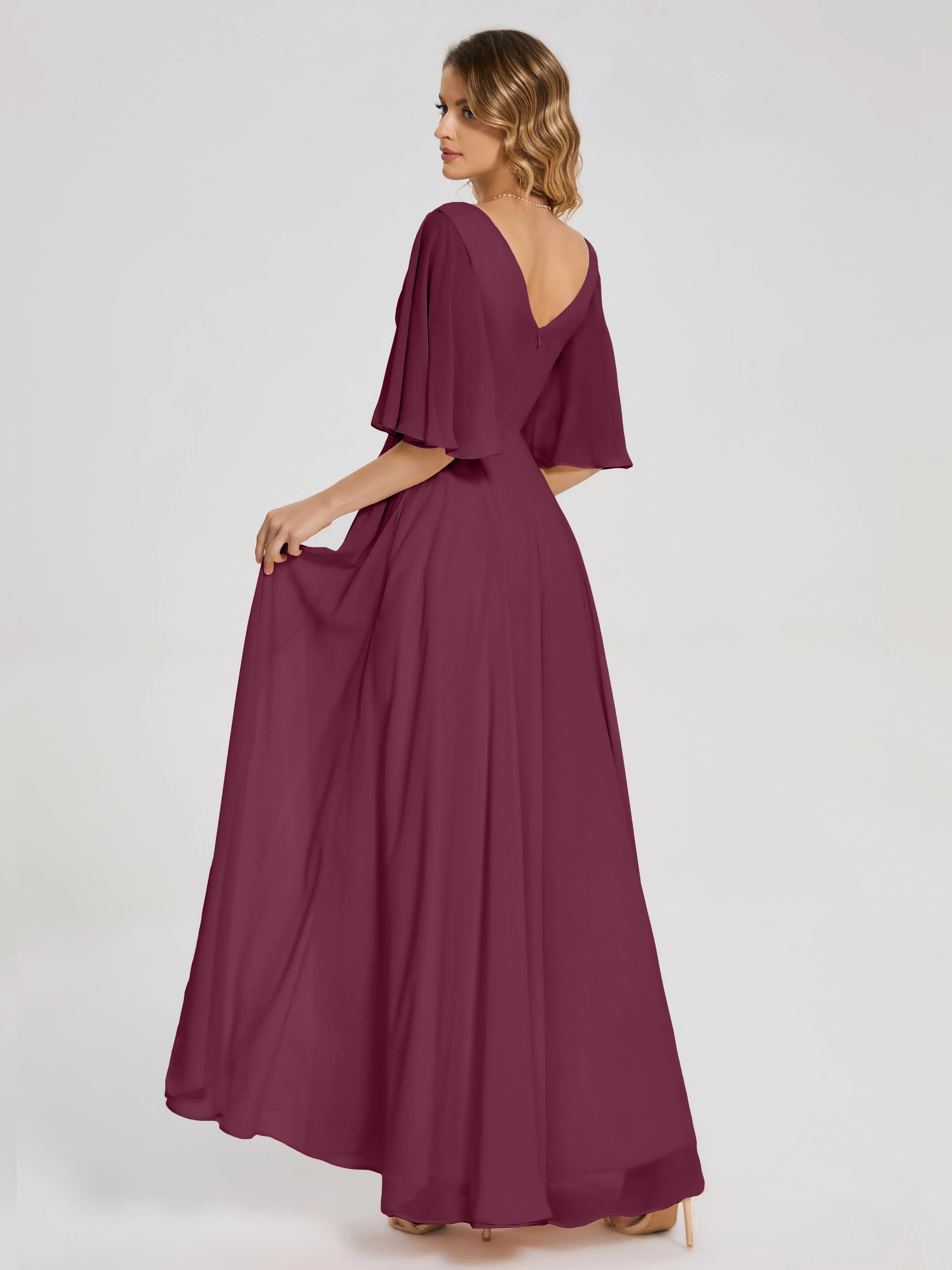 Amina Modest Half Sleeves Mother of the bridesmaid dresses