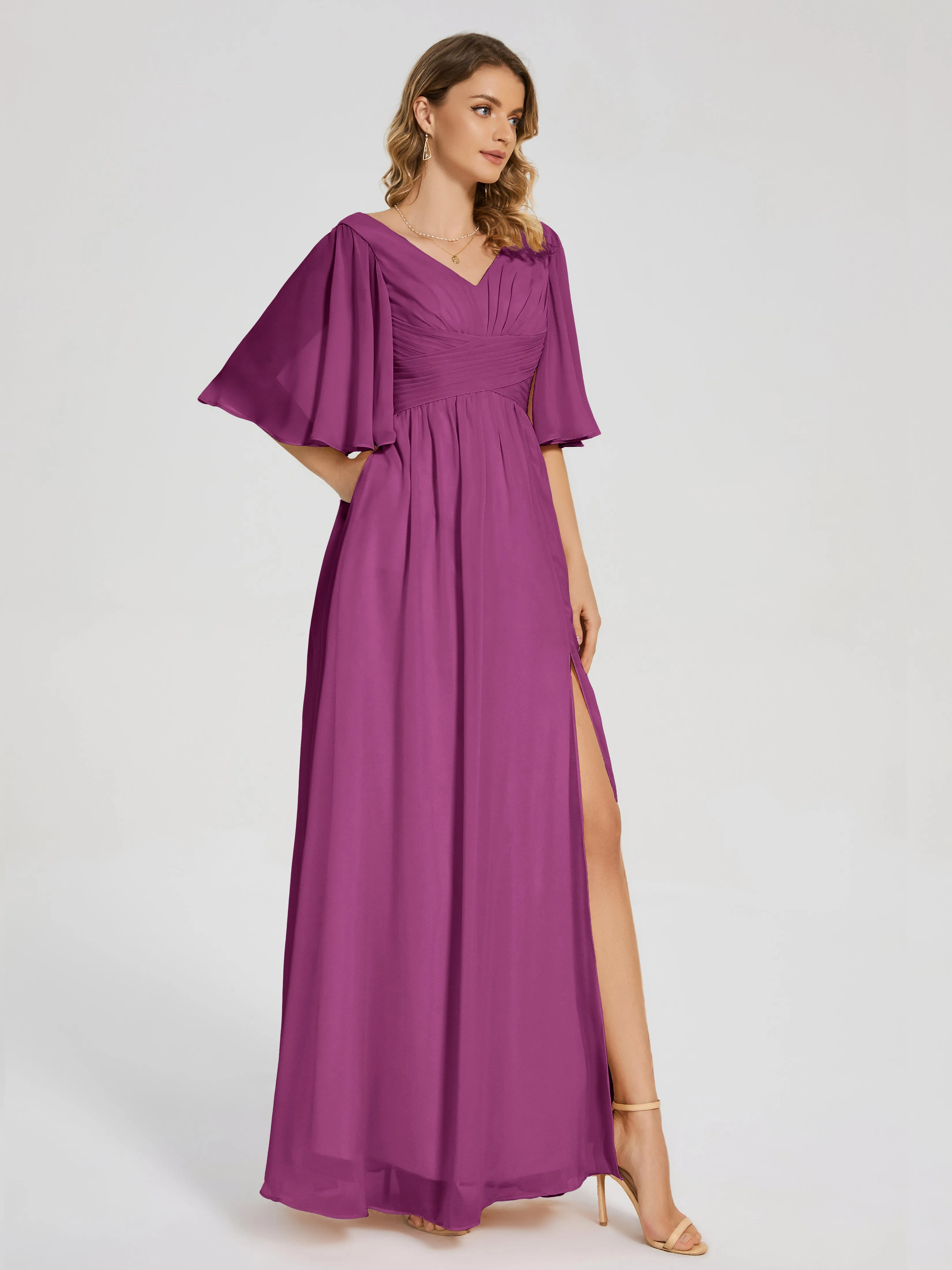 Amina Modest Half Sleeves Mother of the bridesmaid dresses