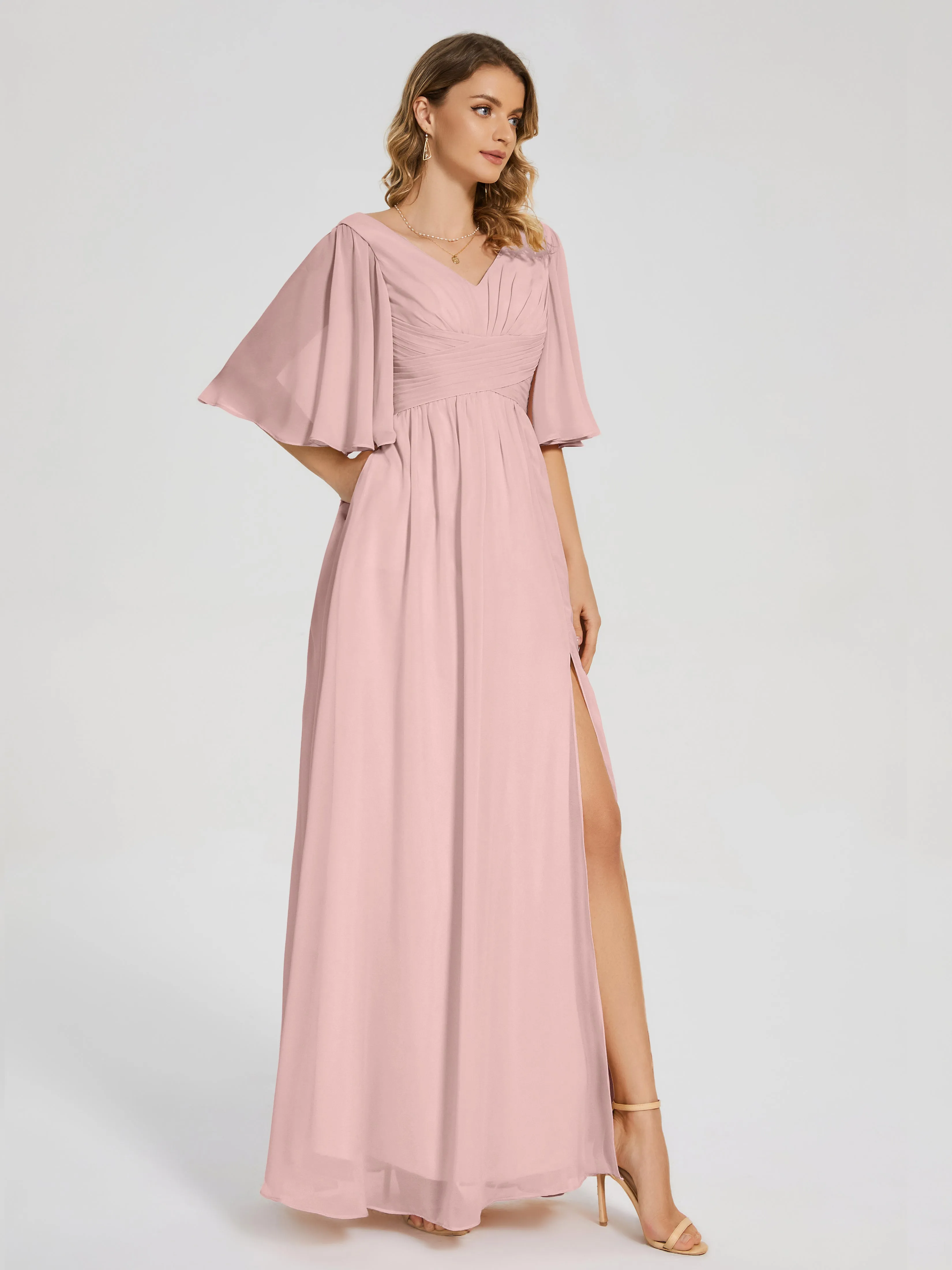 Amina Modest Half Sleeves Mother of the bridesmaid dresses