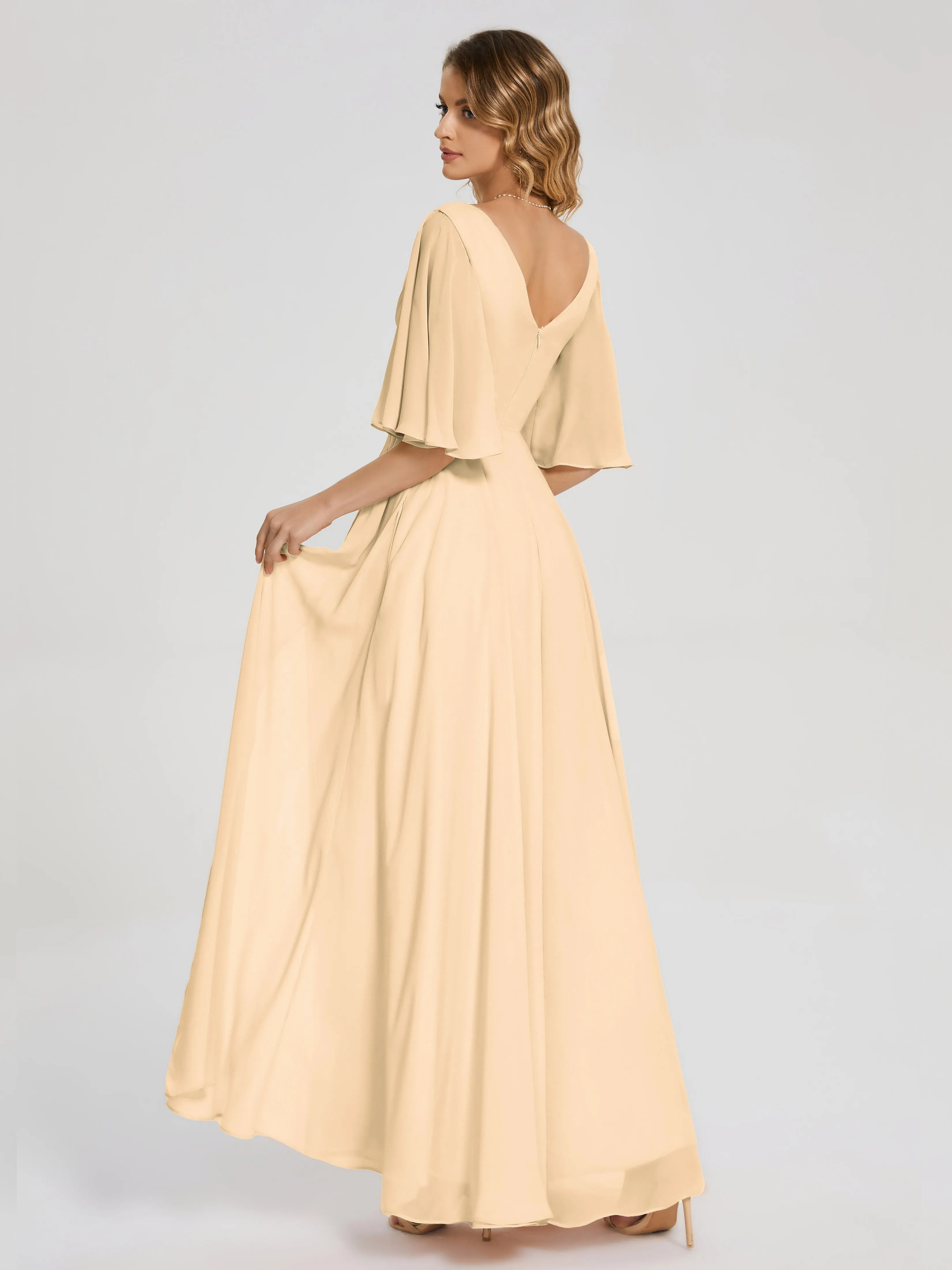 Amina Modest Half Sleeves Mother of the bridesmaid dresses