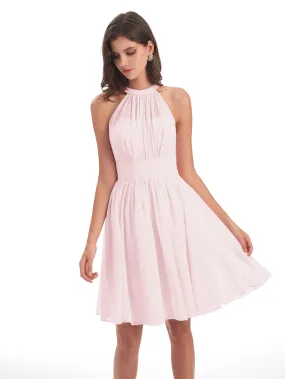 Annabelle Dazzling Halter Mini Chiffon Bridesmaid Dresses