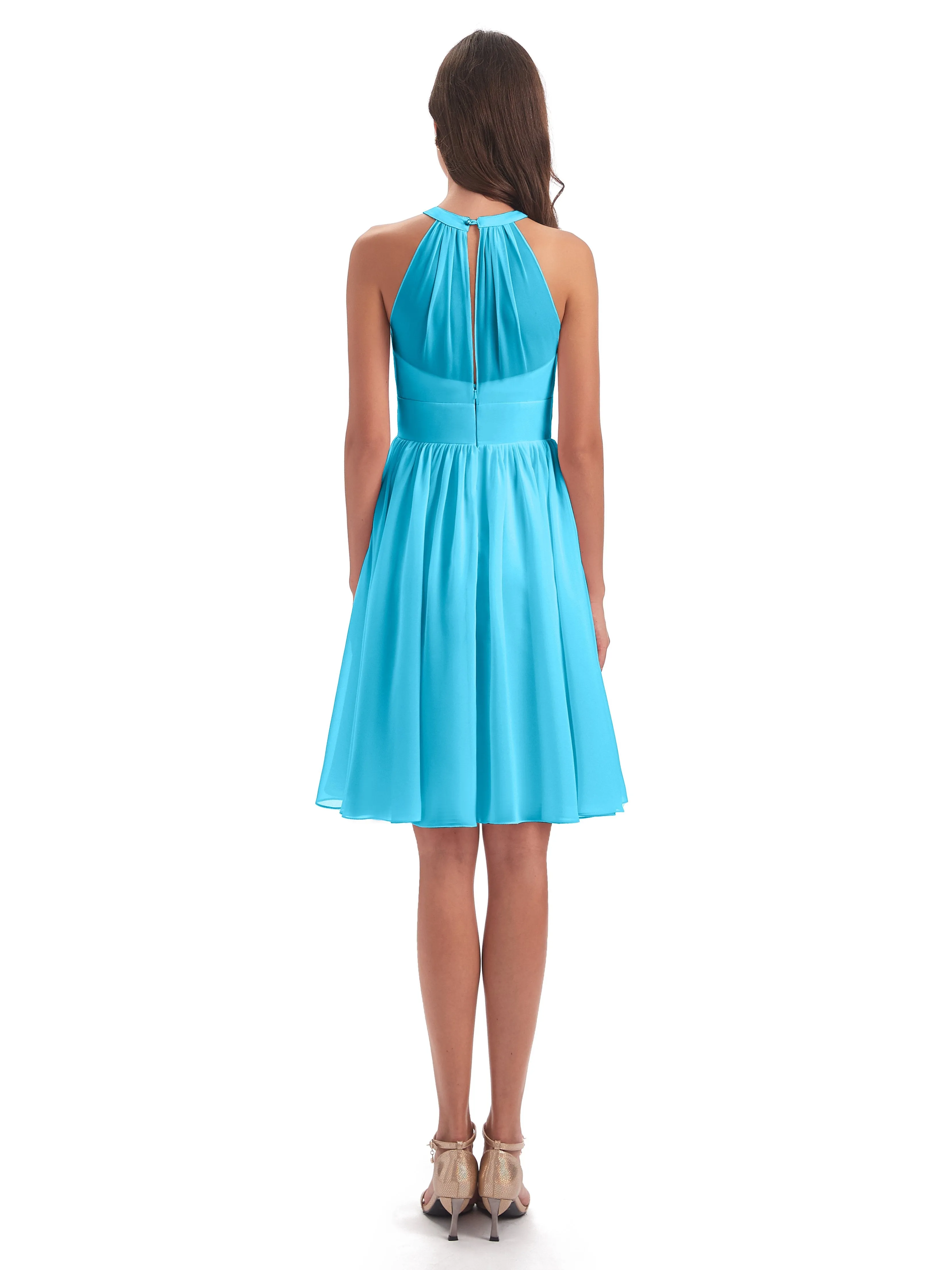 Annabelle Dazzling Halter Mini Chiffon Bridesmaid Dresses