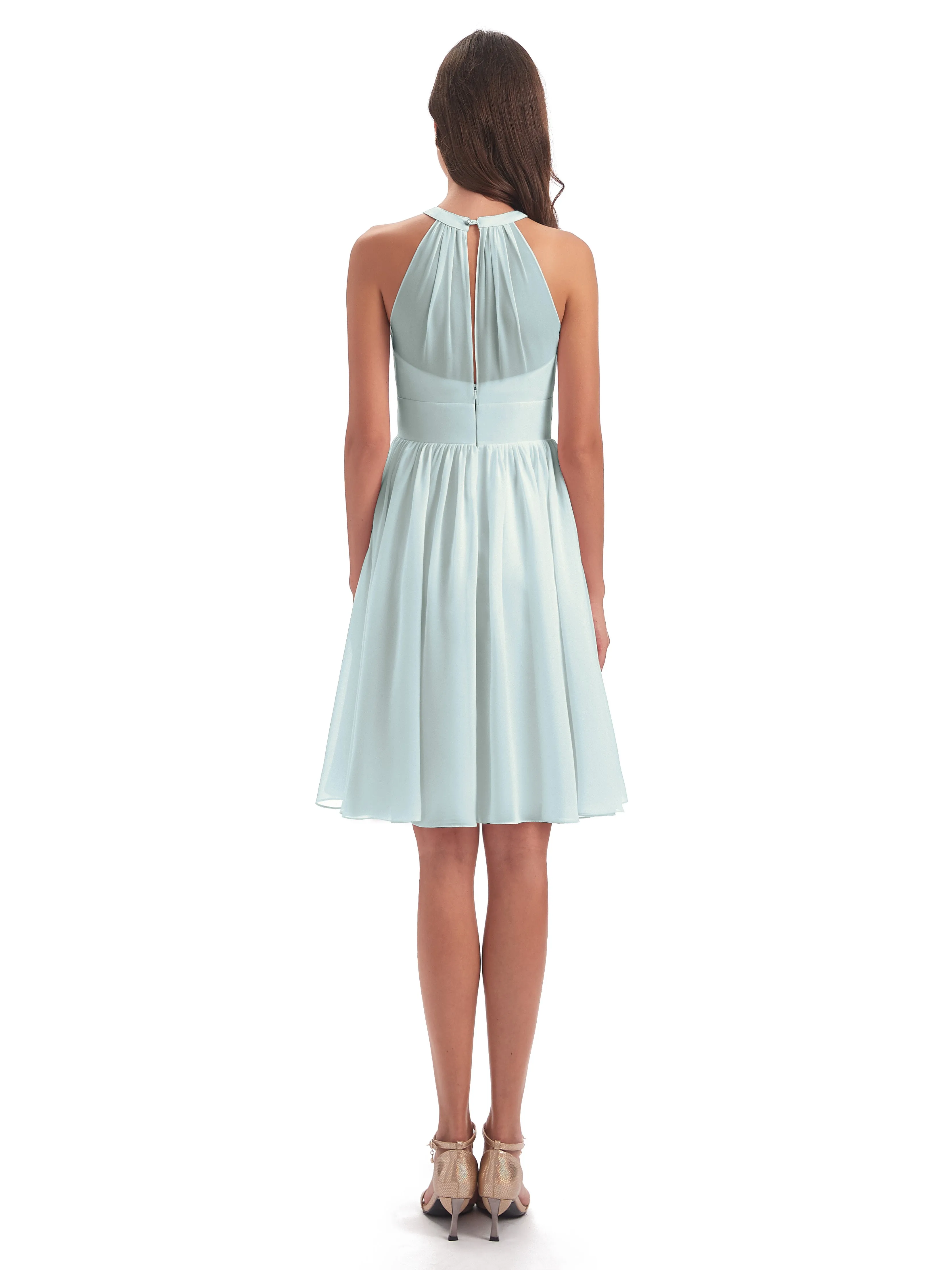 Annabelle Dazzling Halter Mini Chiffon Bridesmaid Dresses