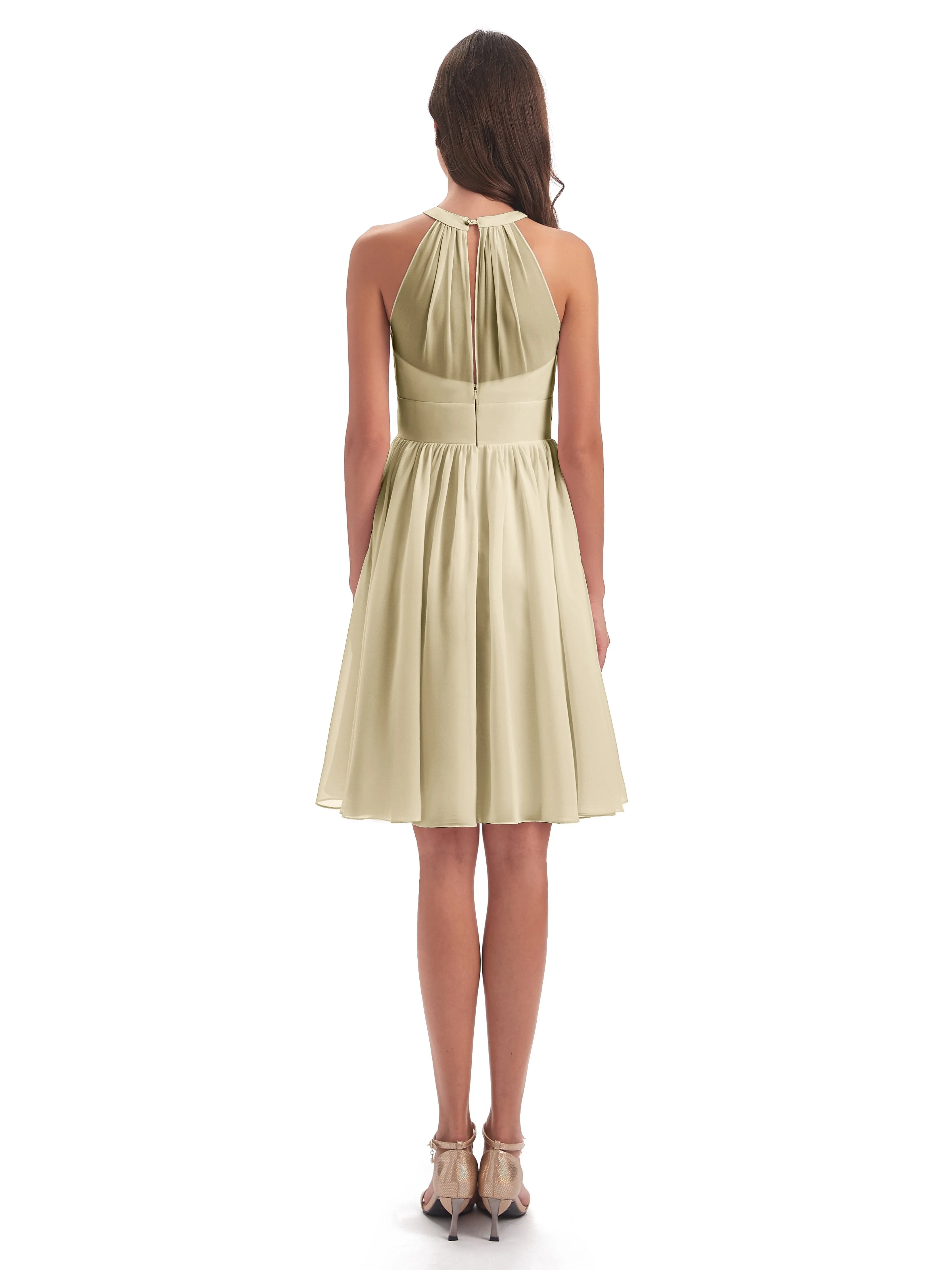 Annabelle Dazzling Halter Mini Chiffon Bridesmaid Dresses