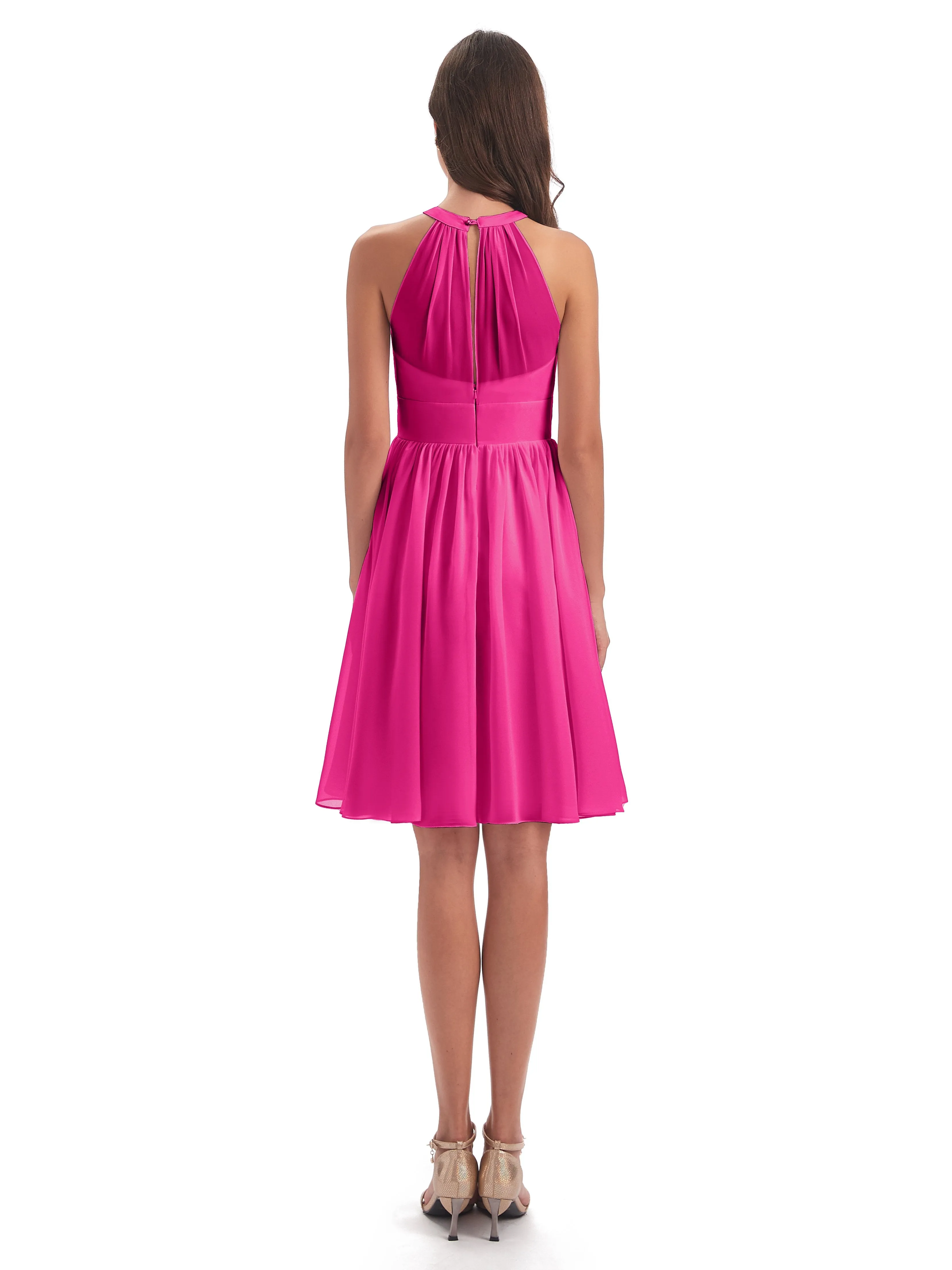 Annabelle Dazzling Halter Mini Chiffon Bridesmaid Dresses