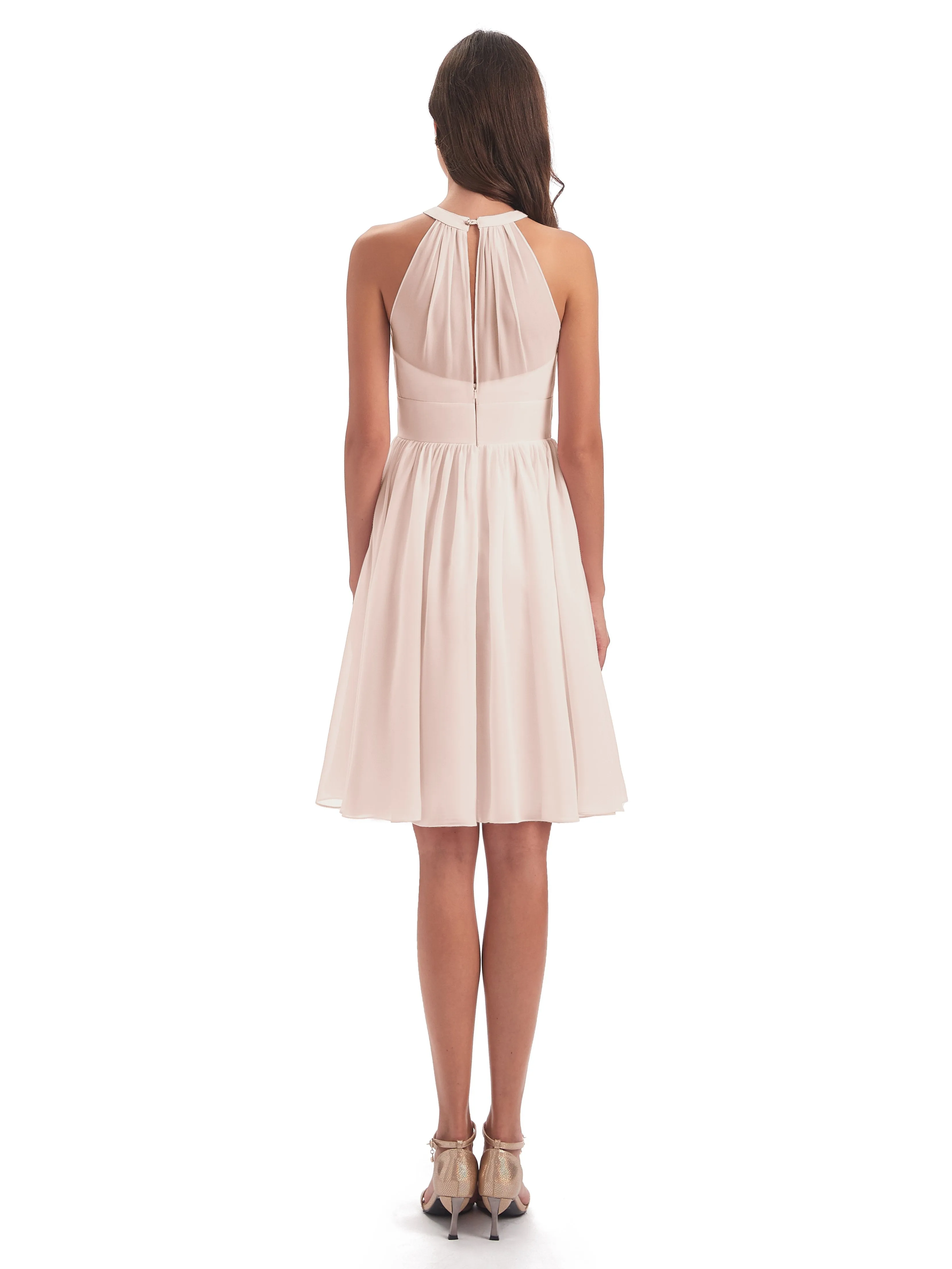 Annabelle Dazzling Halter Mini Chiffon Bridesmaid Dresses