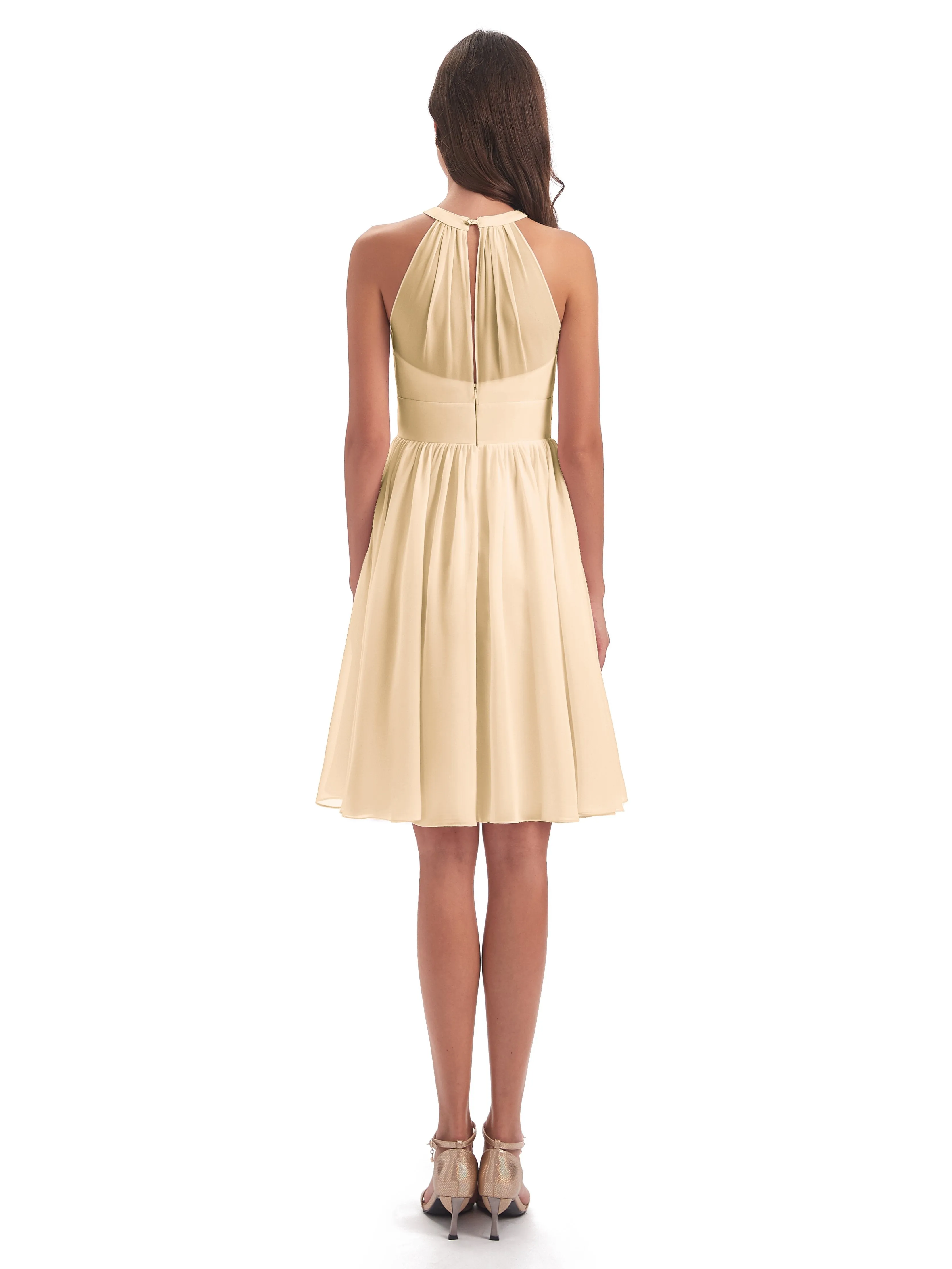 Annabelle Dazzling Halter Mini Chiffon Bridesmaid Dresses