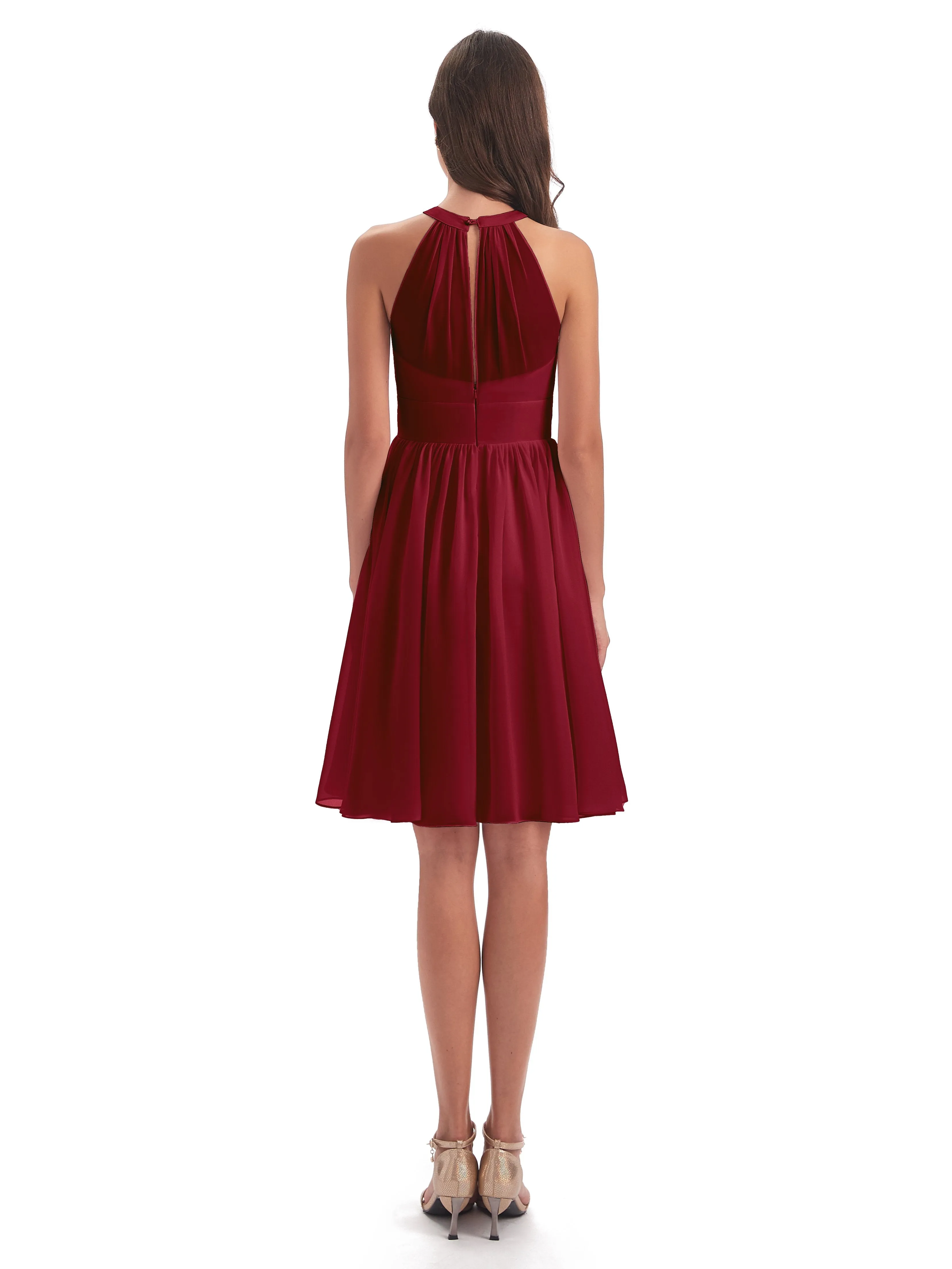 Annabelle Dazzling Halter Mini Chiffon Bridesmaid Dresses