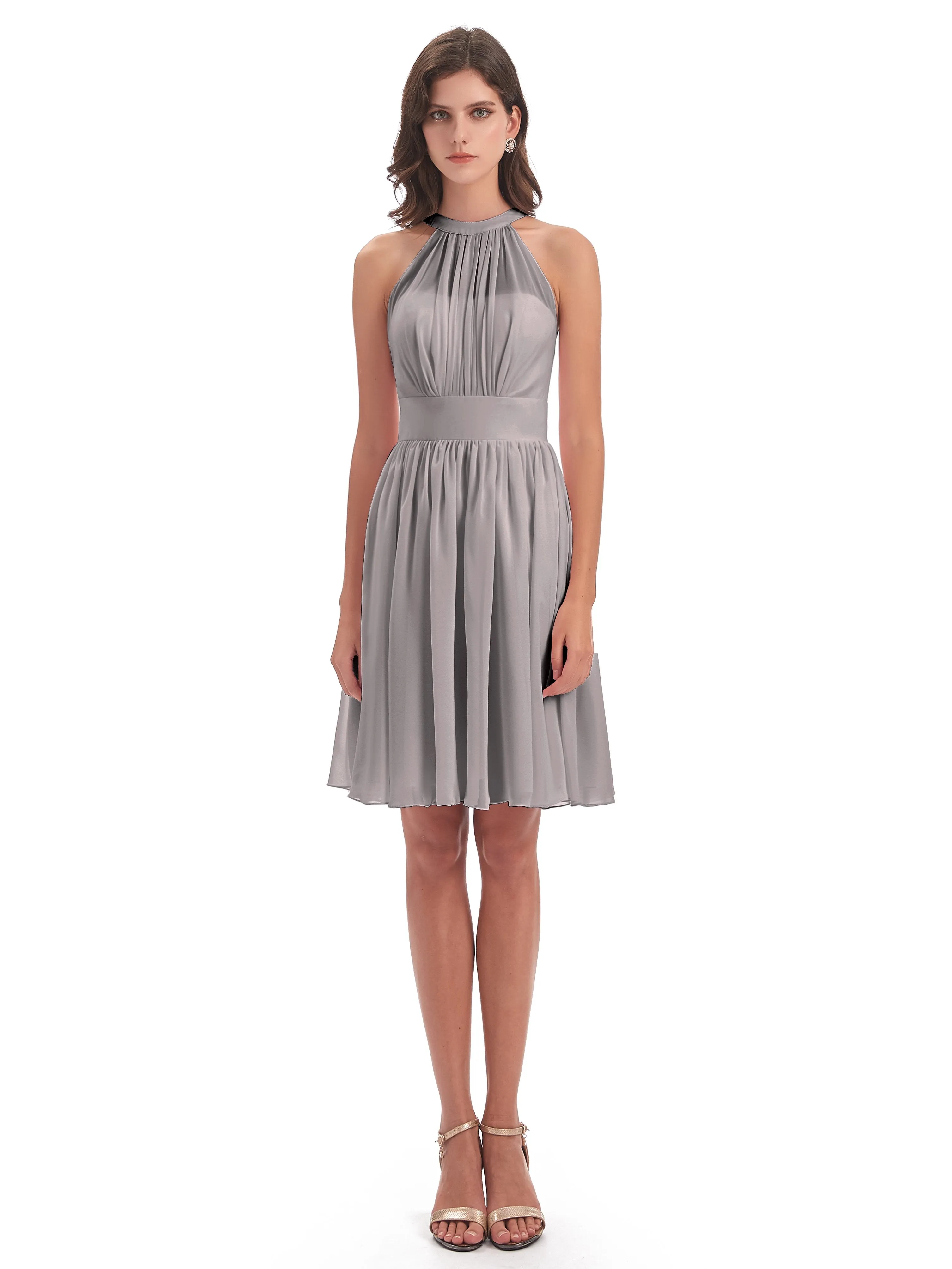 Annabelle Dazzling Halter Mini Chiffon Bridesmaid Dresses