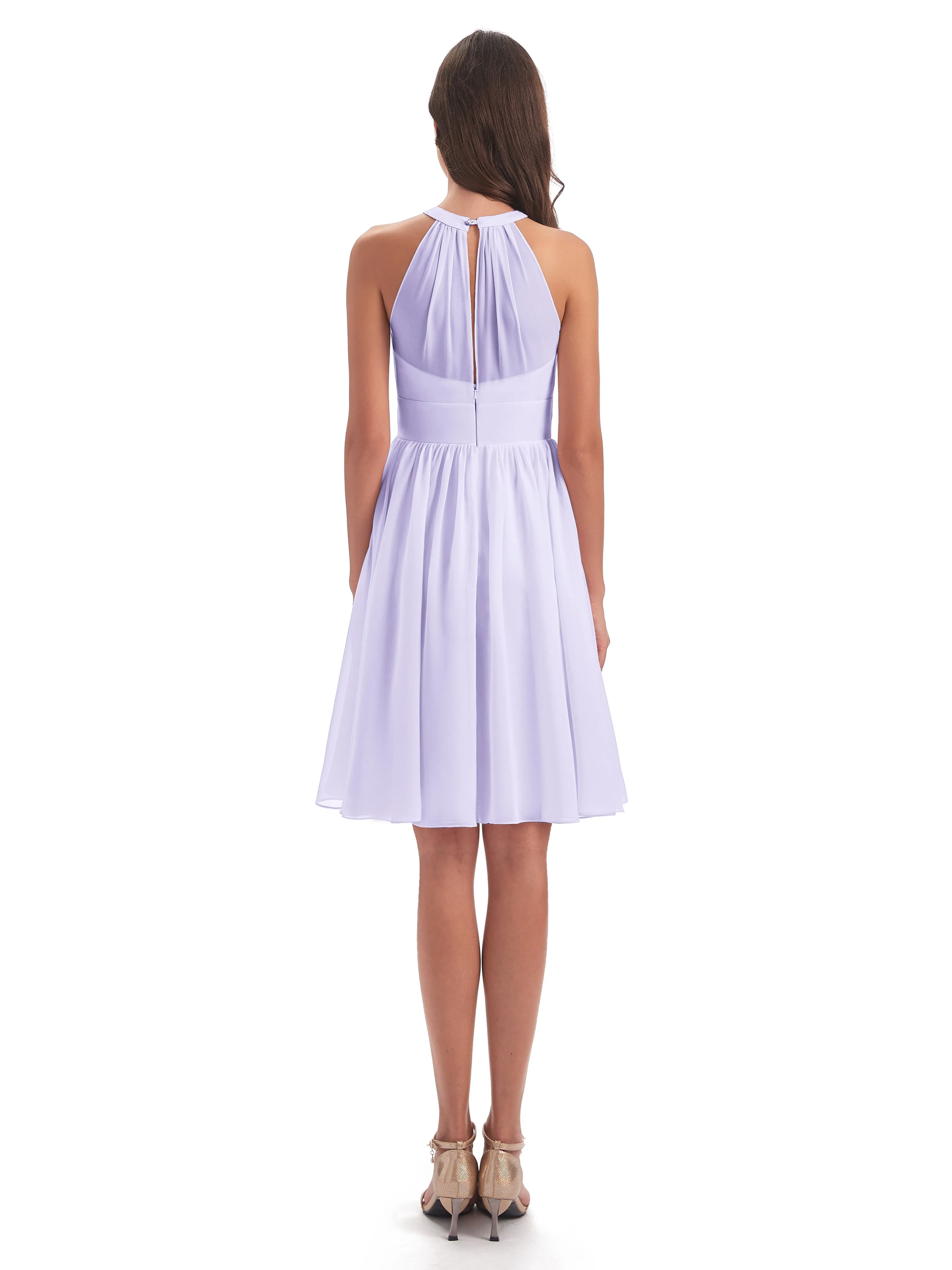 Annabelle Dazzling Halter Mini Chiffon Bridesmaid Dresses