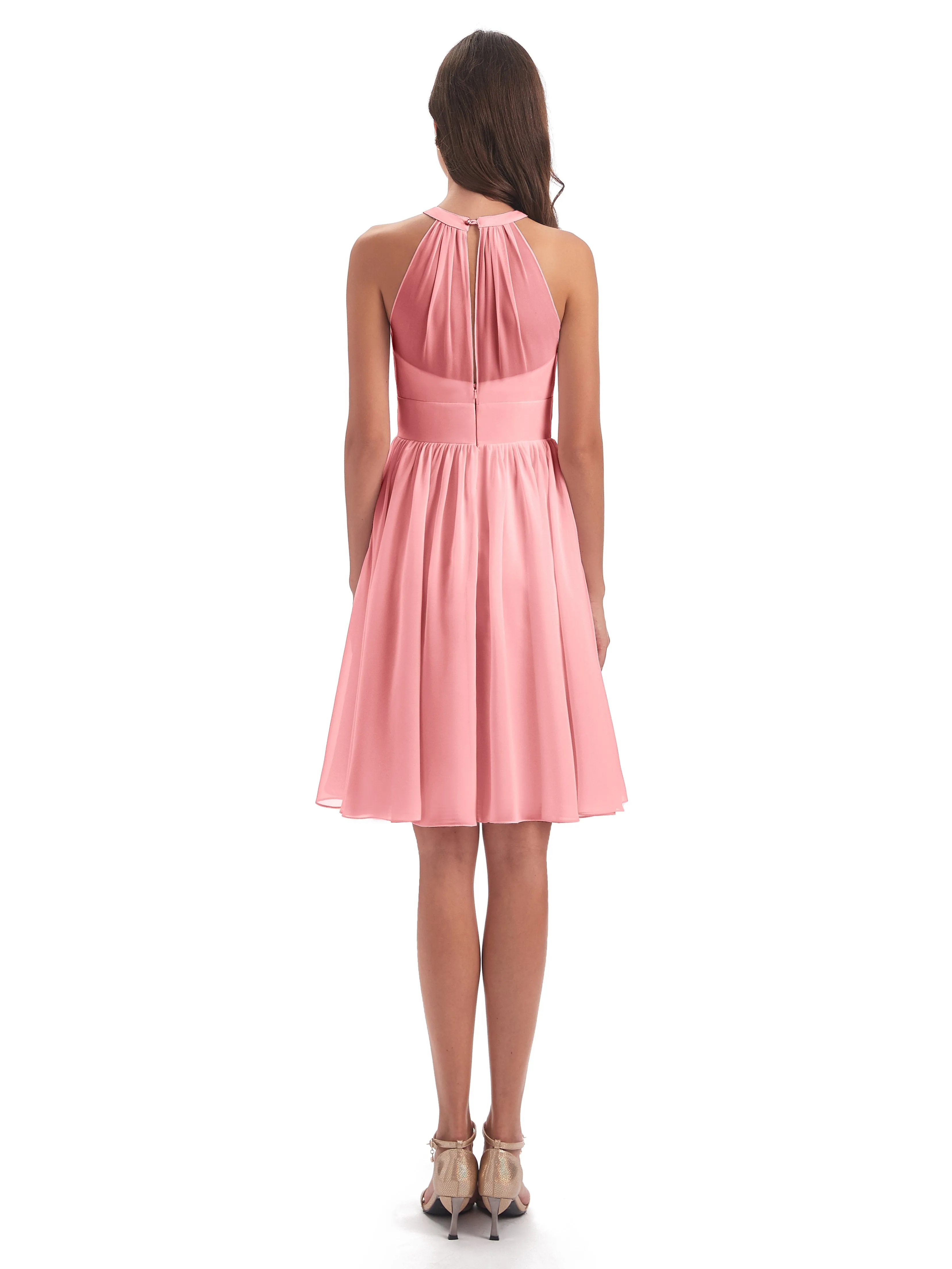 Annabelle Dazzling Halter Mini Chiffon Bridesmaid Dresses